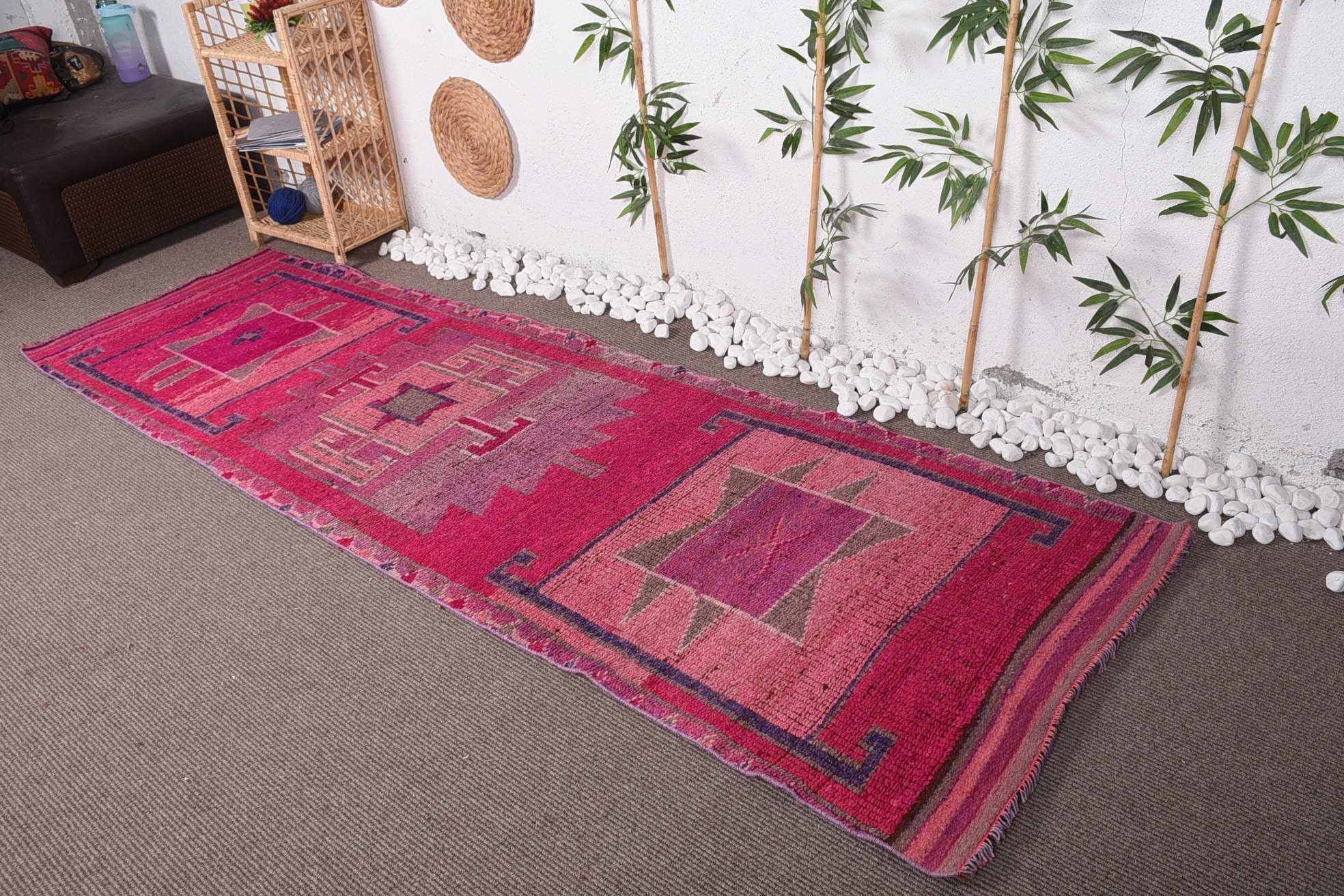 Turkish Rug, Rugs for Stair, 3.1x9.8 ft Runner Rug, Oriental Rug, Home Decor Rugs, Corridor Rug, Kitchen Rug, Vintage Rug, Pink Floor Rug