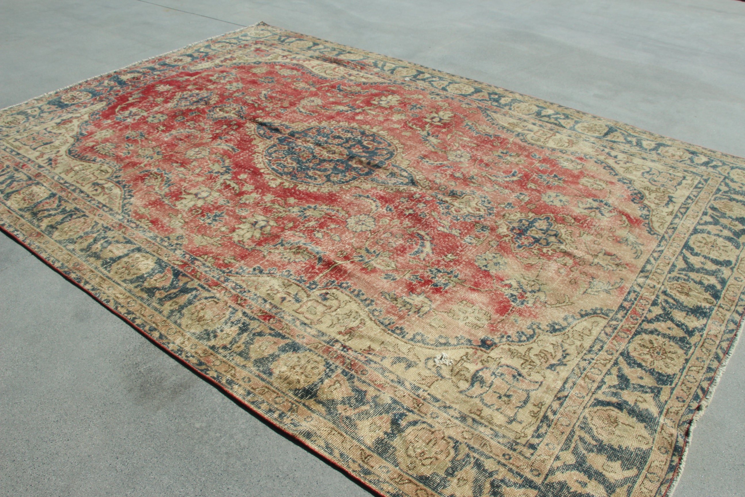 7.4x10.5 ft Oversize Rug, Boho Rug, Turkish Rugs, Luxury Rugs, Vintage Rugs, Cool Rugs, Red Oriental Rugs, Salon Rugs, Oversize Turkish Rug