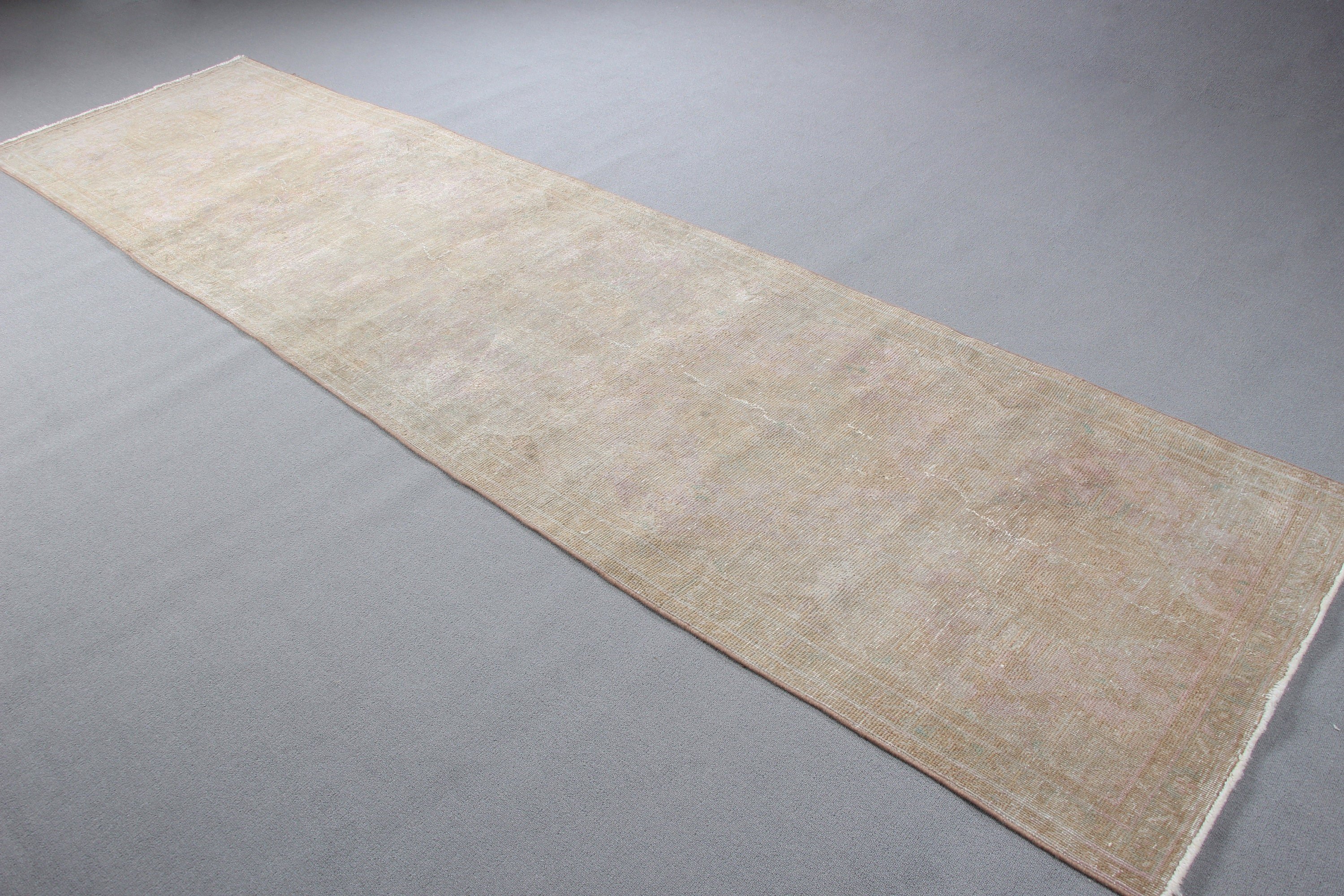 Rugs for Hallway, Vintage Runner Rug, Statement Rug, 3.2x12.6 ft Runner Rug, Beige Wool Rug, Vintage Rugs, Turkish Rug