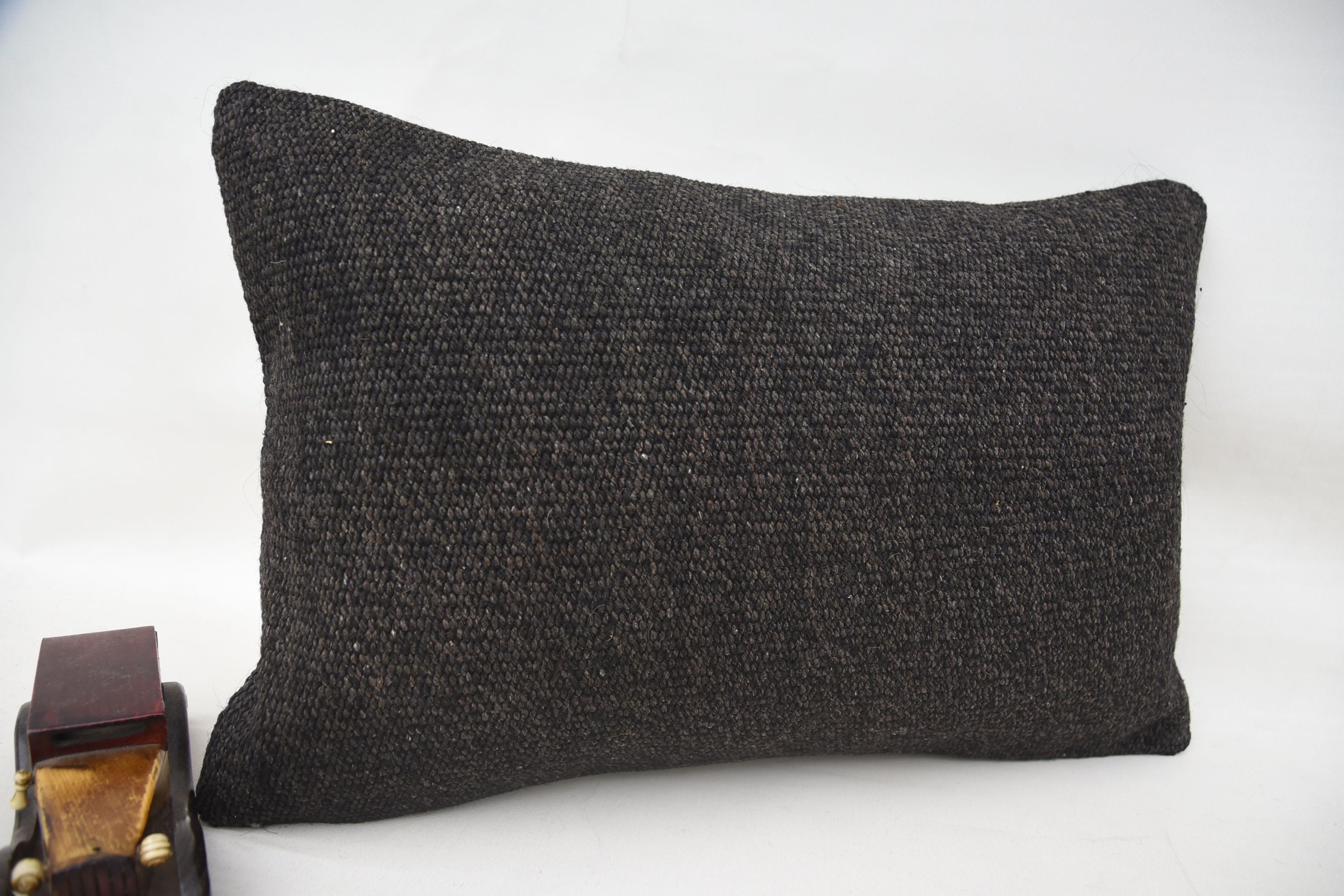 Kilim Pillow Cover, 16"x24" Brown Pillow Case, Kilim Cushion Sham, Handmade Kilim Cushion, Square Throw Cushion Cover