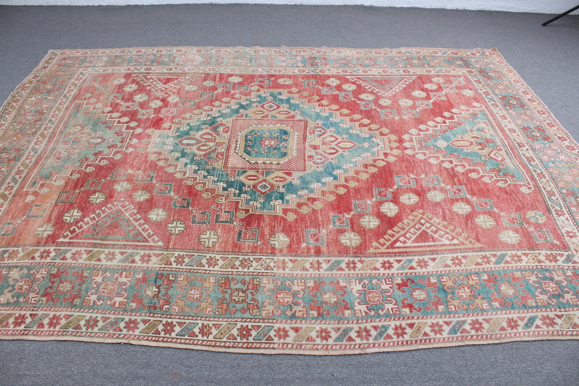 Salon Halısı, Yün Halıları, Ofis Halısı, Yatak Odası Halıları, Türk Halıları, Vintage Halılar, 6.8x9.6 ft Büyük Halı, Yemek Odası Halıları, Kırmızı Ev Dekor Halısı