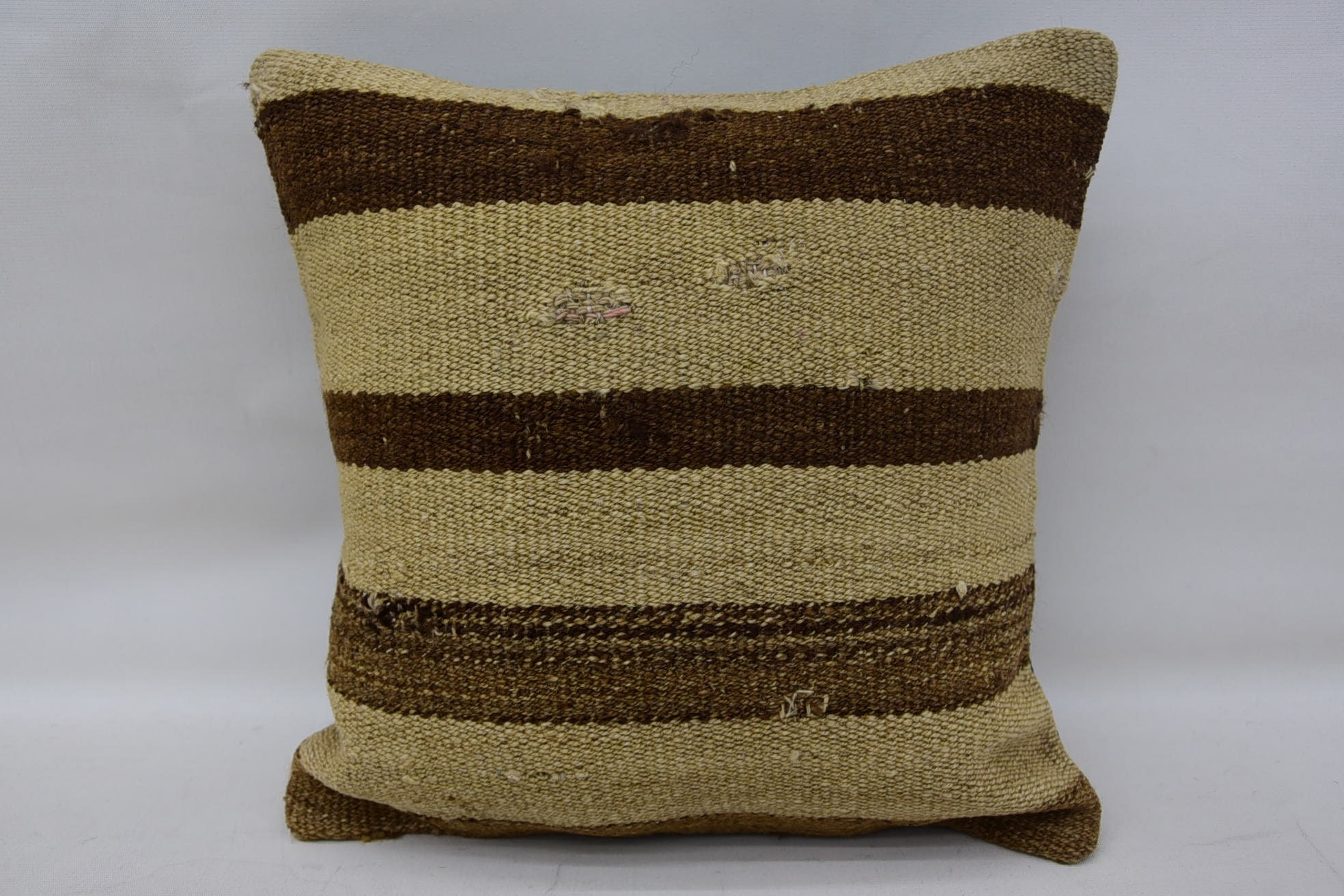 Kilim Pillow Cover, Vintage Kilim Throw Pillow, 14"x14" Beige Cushion Case, Traditional Pillow Sham, Kilim Cushion Sham