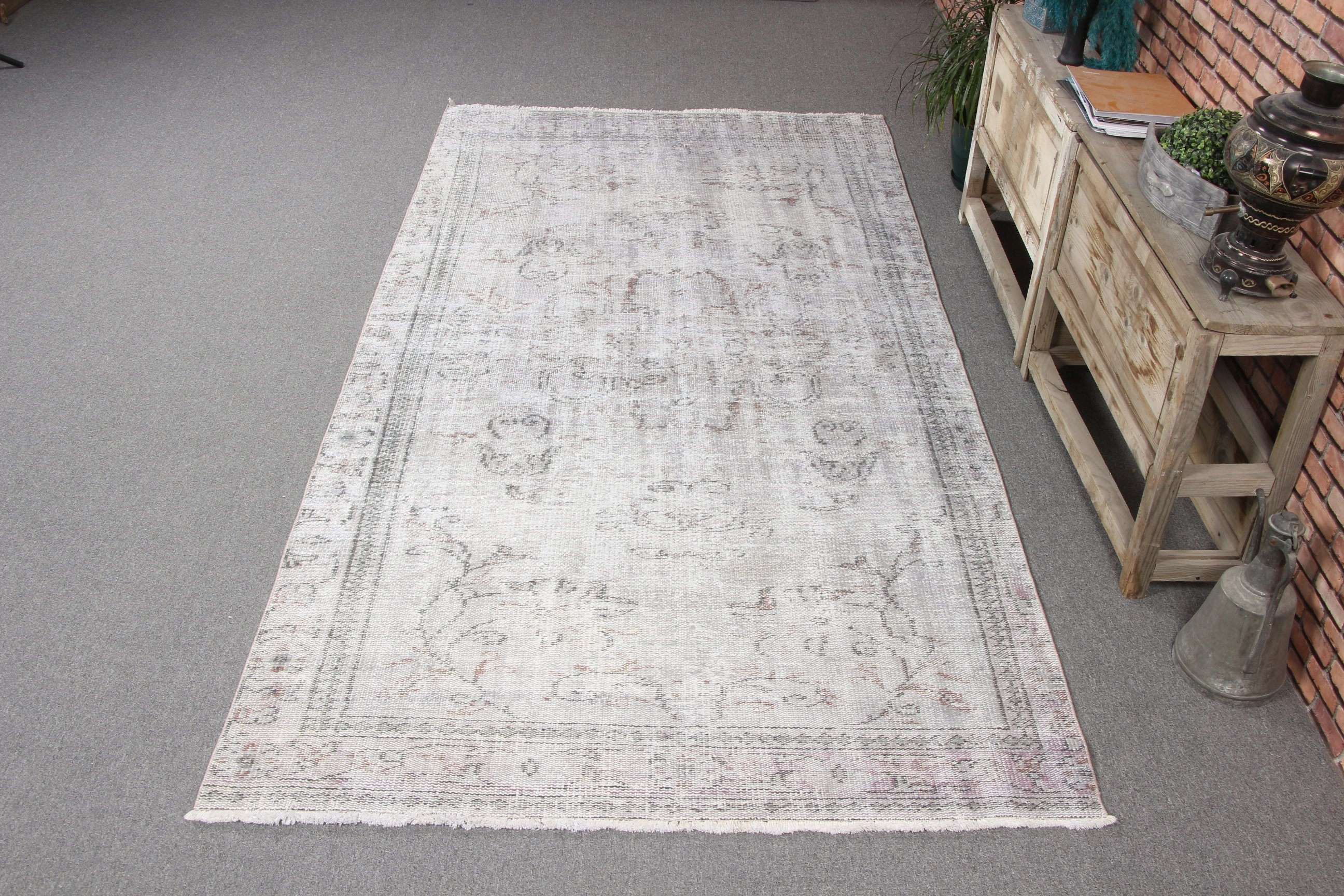 Beyaz Yatak Odası Halısı, Salon Halısı, Vintage Halı, Türk Halıları, Büyük Vintage Halılar, Lüks Halı, 4.8x9.3 ft Büyük Halılar, El Dokuma Halı