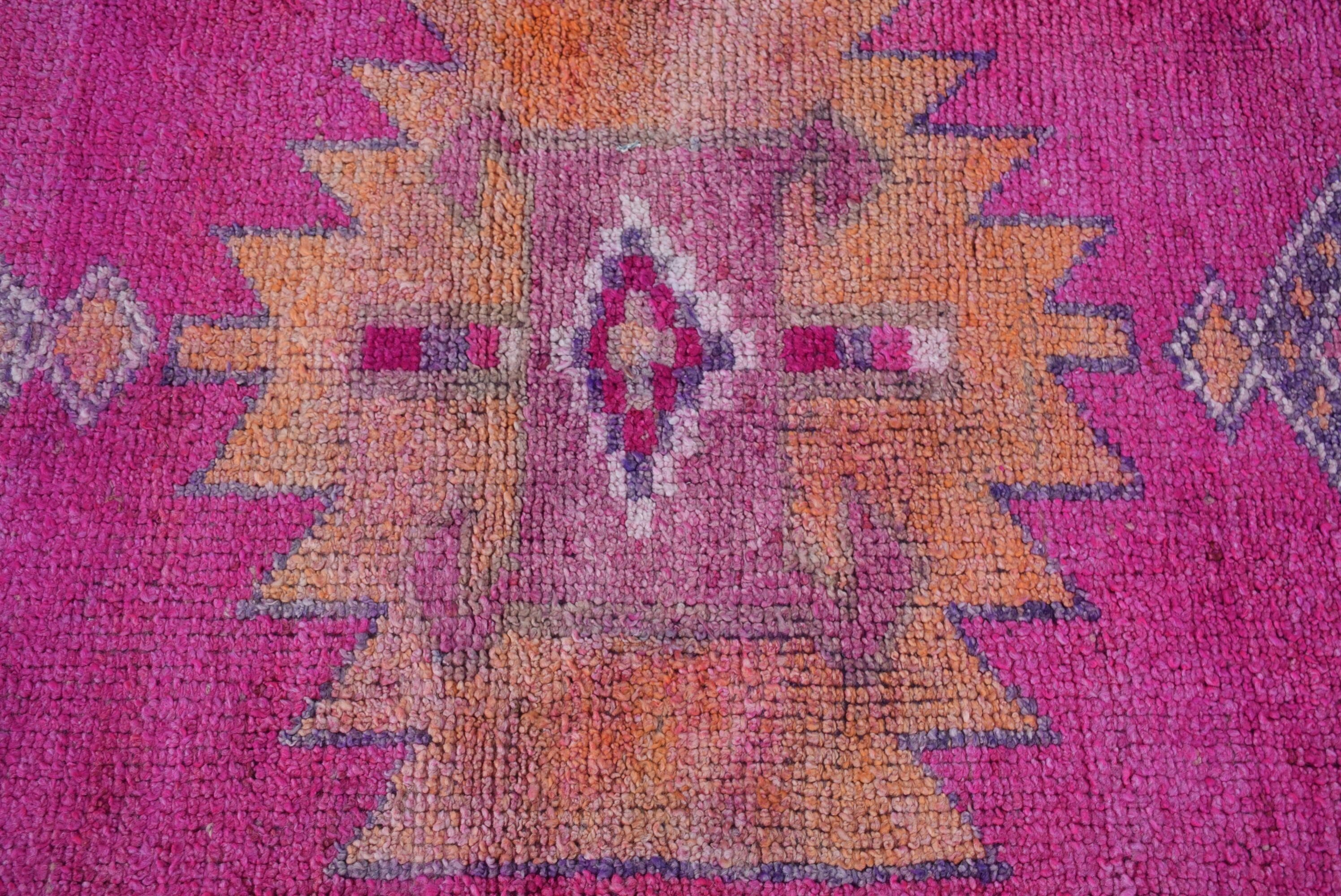 Pink  2.8x10.5 ft Runner Rugs, Dorm Rug, Anatolian Rugs, Corridor Rugs, Turkish Rugs, Vintage Rugs, Floor Rug, Hallway Rugs