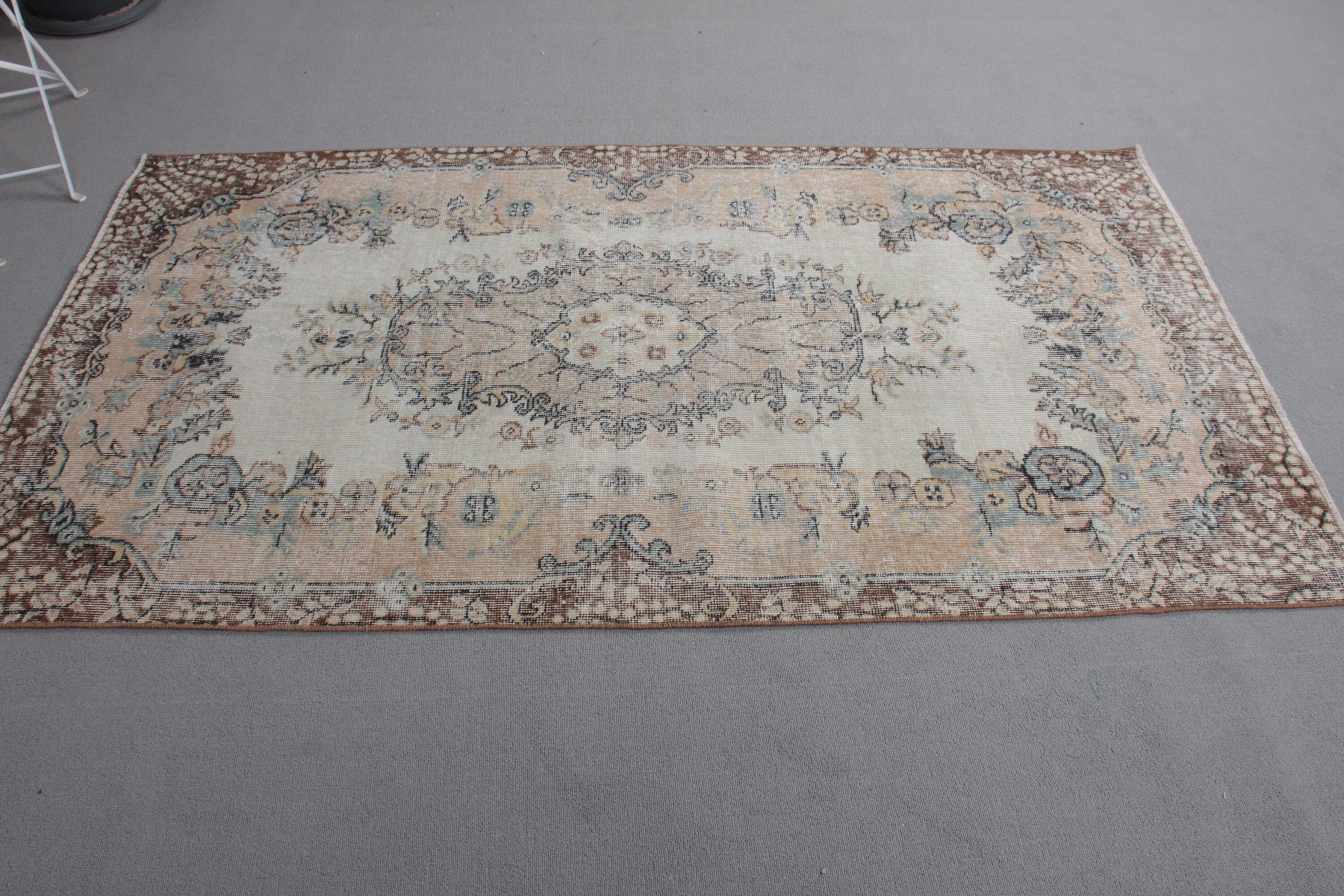 Beige Kitchen Rugs, Bedroom Rugs, Dining Room Rug, Rugs for Bedroom, Turkish Rug, Vintage Rug, Cool Rugs, Indoor Rug, 3.7x6.7 ft Area Rug