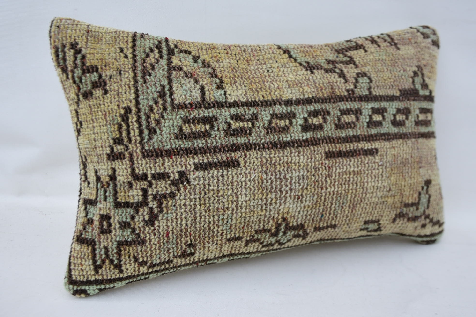 Ethnical Kilim Rug Pillow, Neutral Throw Pillow Sham, Throw Kilim Pillow, 12"x20" Beige Cushion, Home Decor Pillow