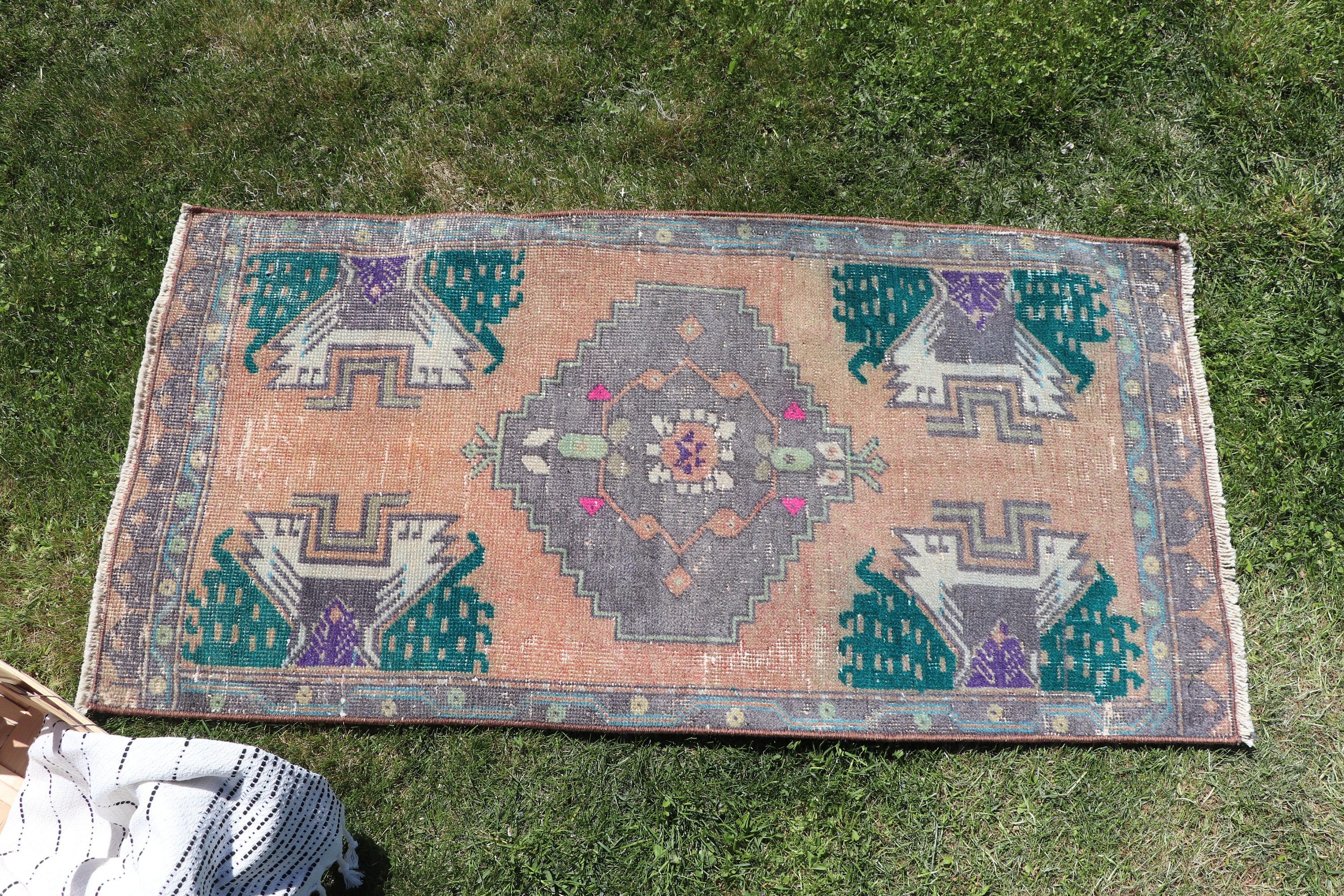 Handwoven Rug, Orange Bedroom Rug, Vintage Rugs, Aztec Rug, Nursery Rugs, Turkish Rugs, Door Mat Rugs, Modern Rug, 1.7x3.4 ft Small Rug