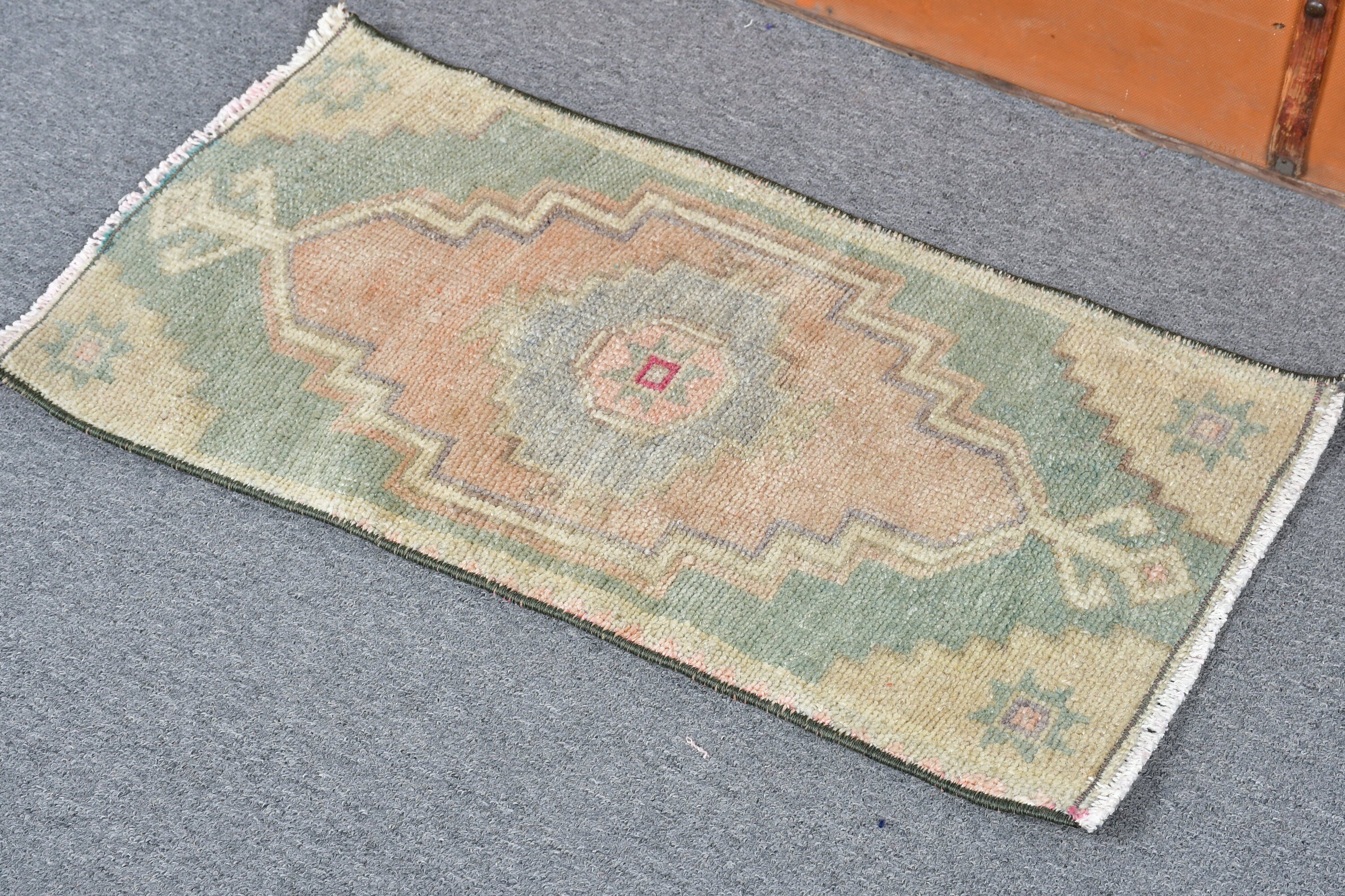 Anatolian Rug, 1.2x2.3 ft Small Rugs, Rugs for Bathroom, Nursery Rug, Turkish Rugs, Green Moroccan Rugs, Vintage Rugs, Kitchen Rugs