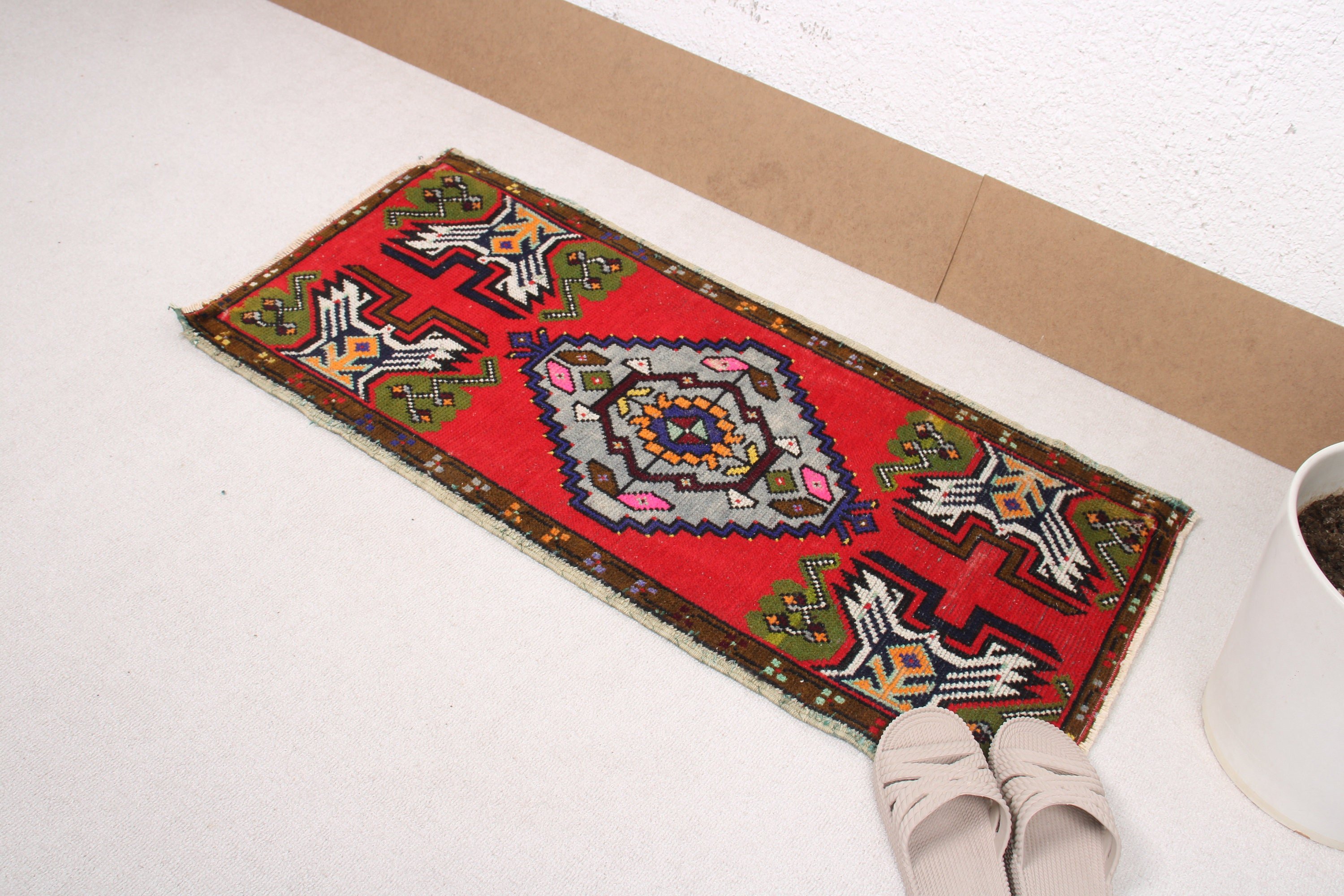 Office Rugs, Vintage Rug, Red Geometric Rug, Luxury Rug, Home Decor Rug, Kitchen Rugs, Turkish Rug, Small Boho Rug, 1.7x3.4 ft Small Rugs