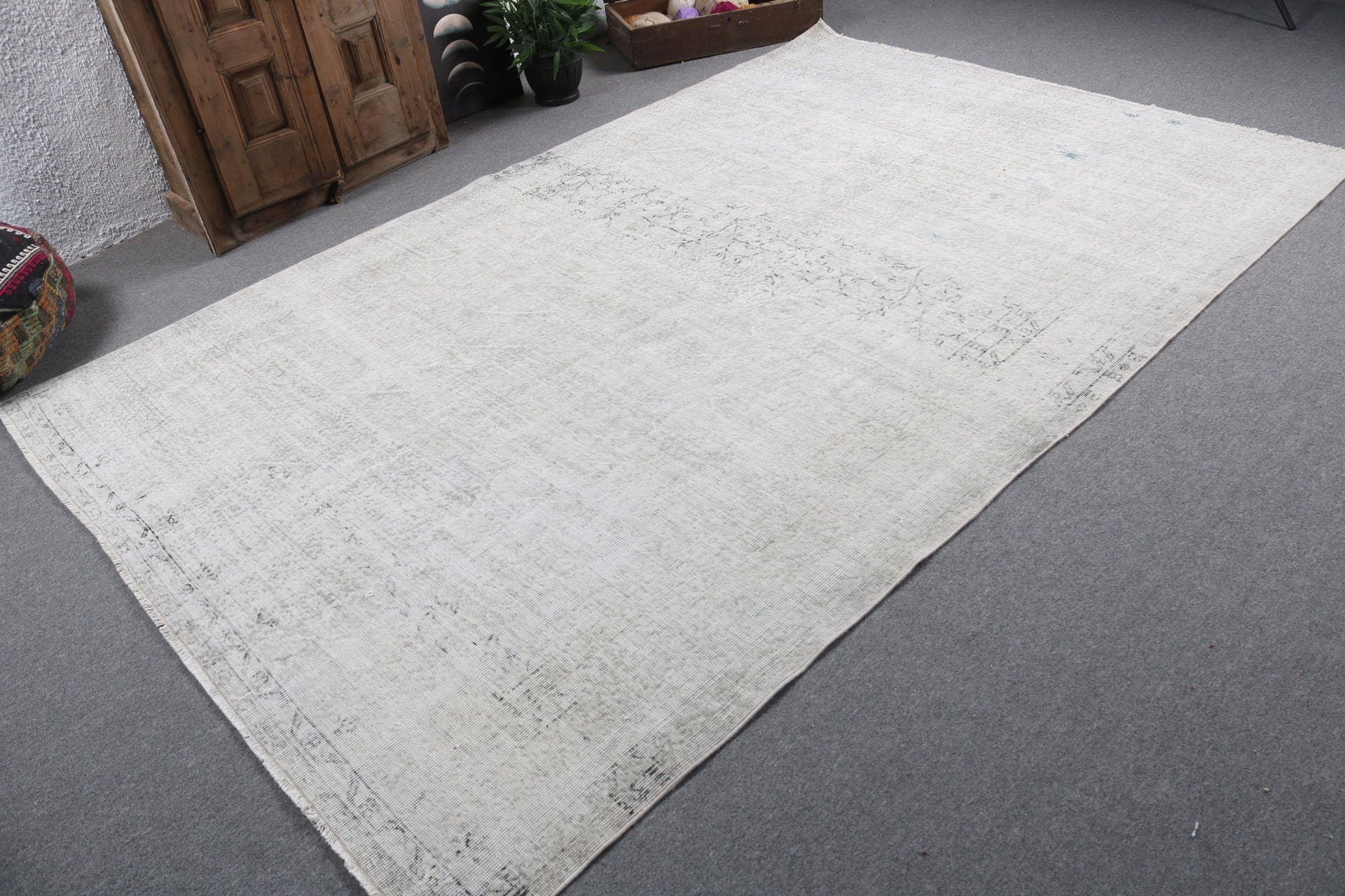 Türk Halısı, Antika Halı, 6.6x9.9 ft Büyük Halı, Büyük Oushak Halıları, Yeşil Anadolu Halıları, Salon Halıları, El Dokuma Halıları, Boho Halısı, Vintage Halılar