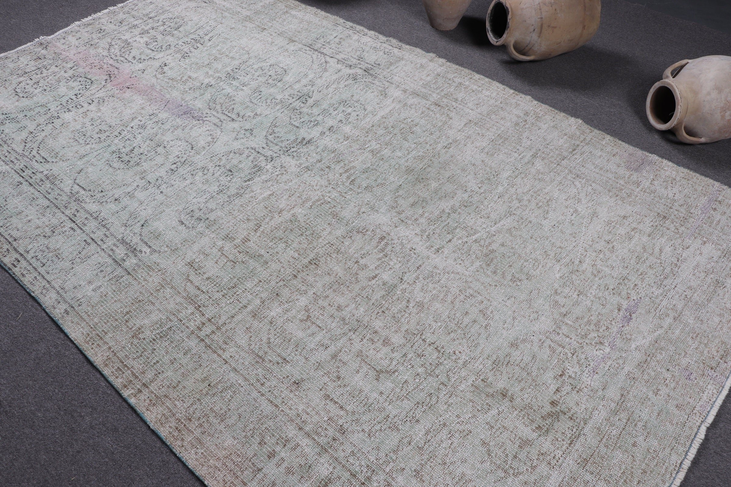 Green Wool Rug, Designer Rug, Living Room Rugs, Floor Rugs, Turkish Rug, Vintage Rug, 5.2x8.8 ft Large Rug, Dining Room Rug, Antique Rug