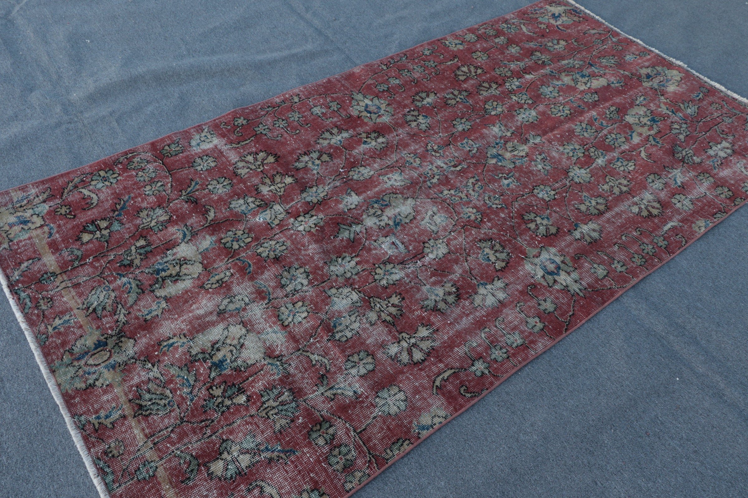 Kırmızı Fas Halısı, Yer Halıları, Yatak Odası Halısı, Vintage Halı, Oturma Odası Halıları, Ev Dekorasyonu Halıları, Yün Halıları, Türk Halıları, 4.1x8 ft Alan Halıları