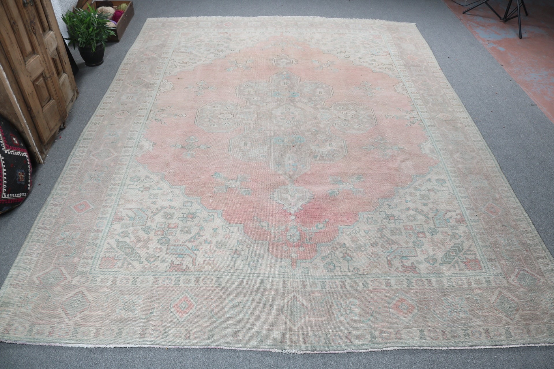 Oturma Odası Halısı, Yeşil Fas Halısı, Vintage Halı, Salon Halısı, 9.1x11.2 ft Büyük Boy Halı, Türk Halıları, Havalı Halılar, Yatak Odası Halısı, El Dokuma Halılar