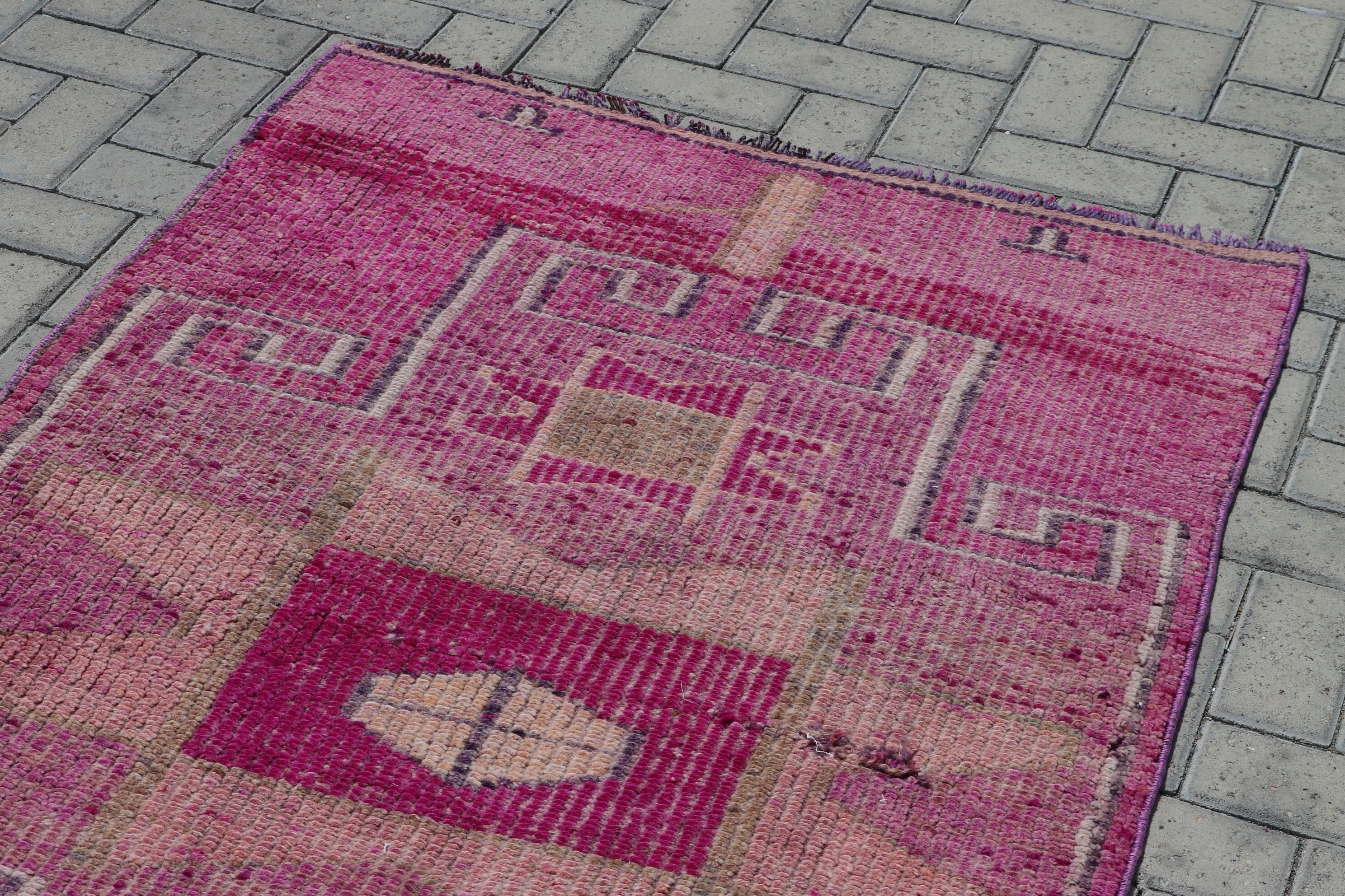 Rugs for Runner, Bedroom Rug, Vintage Rug, Pastel Rug, 3.3x12.2 ft Runner Rug, Hallway Rug, Moroccan Rug, Pink Oriental Rug, Turkish Rug