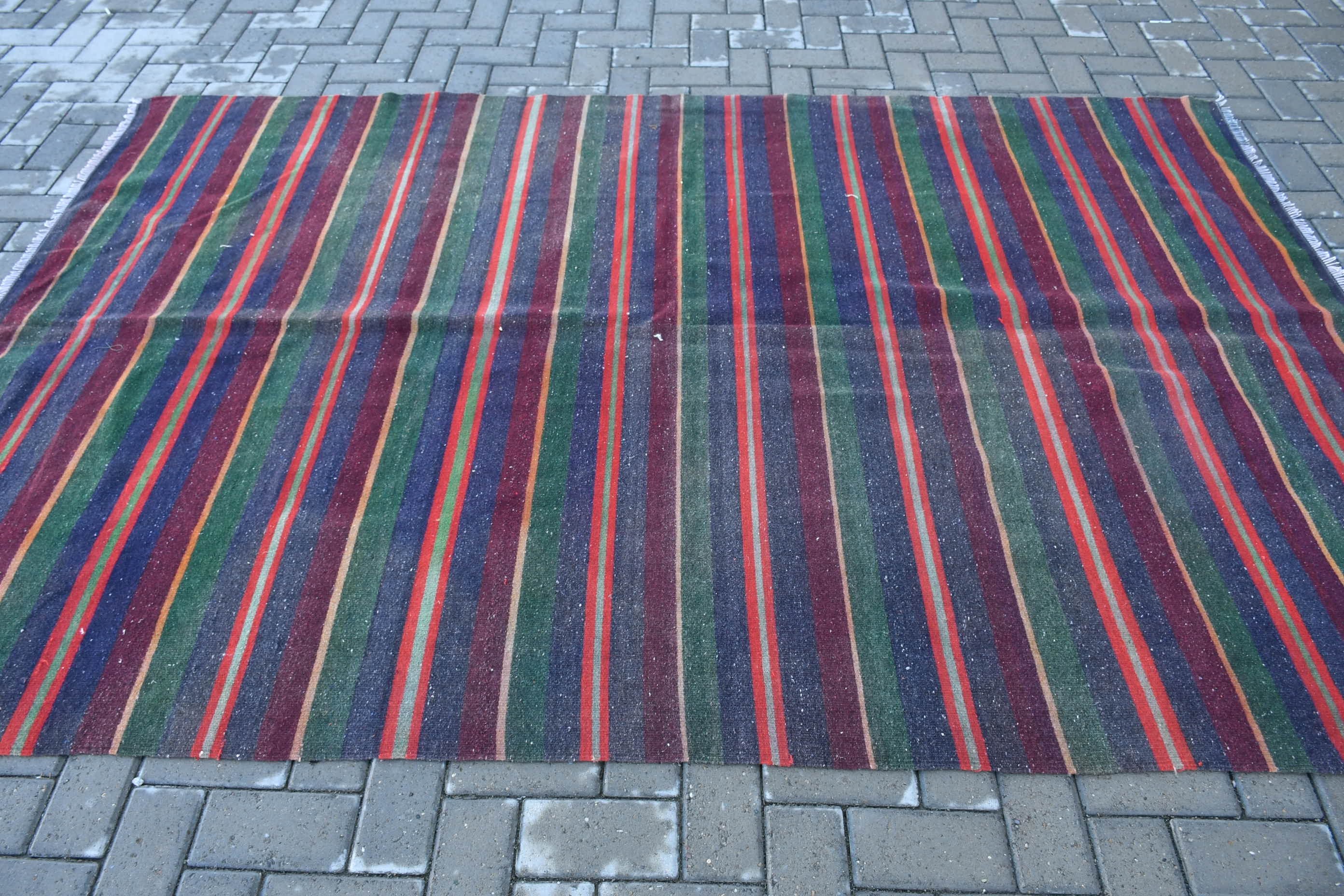 Salon Halısı, Yer Halısı, Mavi Yün Halılar, Vintage Dekor Halıları, Yatak Odası Halısı, Türk Halısı, Vintage Halı, Antika Halı, 5.7x8.7 ft Büyük Halılar, Kilim