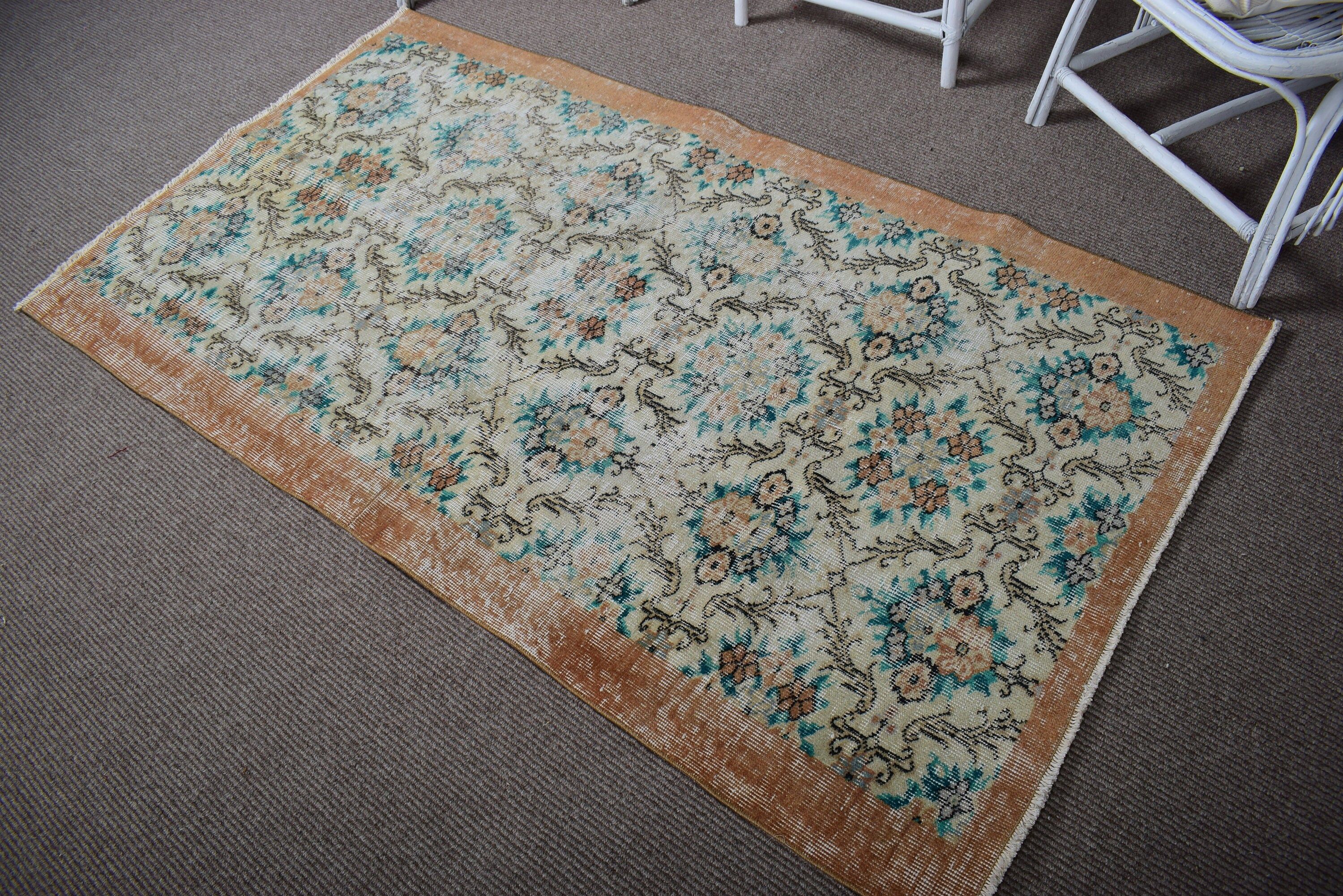 Floor Rug, 3.5x6.2 ft Accent Rugs, Vintage Rug, Bedroom Rugs, Neutral Rug, Turkish Rug, Vintage Accent Rug, Beige Luxury Rug