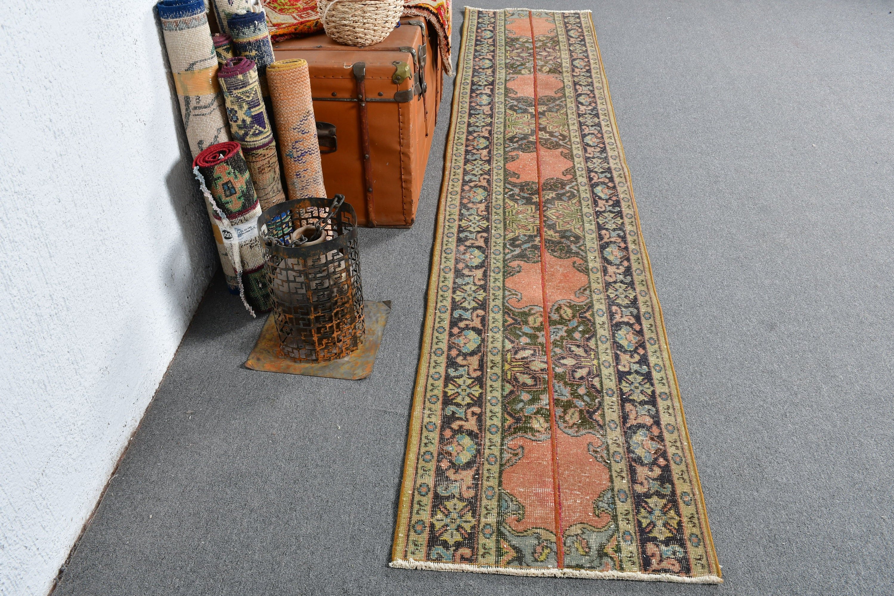 Merdiven Halısı, Antika Halı, Koşucu Halıları, Yeşil Yatak Odası Halısı, Vintage Halılar, Koridor Halısı, 1.9x10.1 ft Koşucu Halısı, Türk Halıları, Havalı Halı