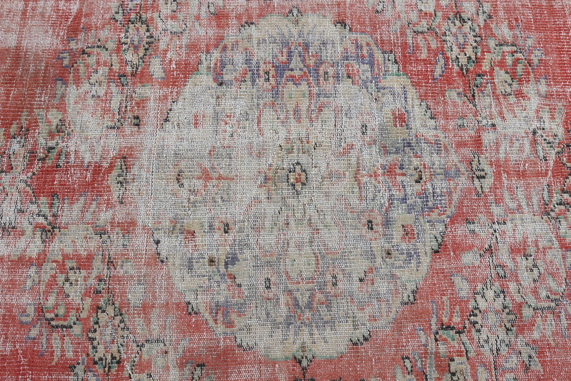 Vintage Halı, Parlak Halı, Oushak Halı, Türk Halısı, Ev Dekorasyonu Halıları, Salon Halısı, Kırmızı 5.8x8.3 ft Büyük Halı, Yemek Odası Halısı