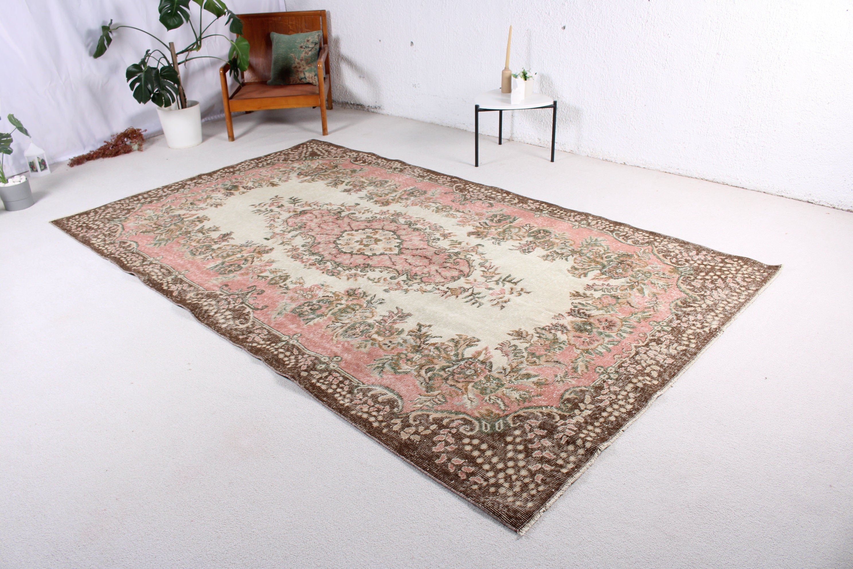 Modern Halılar, Pembe Modern Halılar, Türk Halıları, Geleneksel Halılar, Boho Halı, 5.8x9.7 ft Büyük Halı, Vintage Halılar, Yatak Odası Halısı, Oturma Odası Halısı