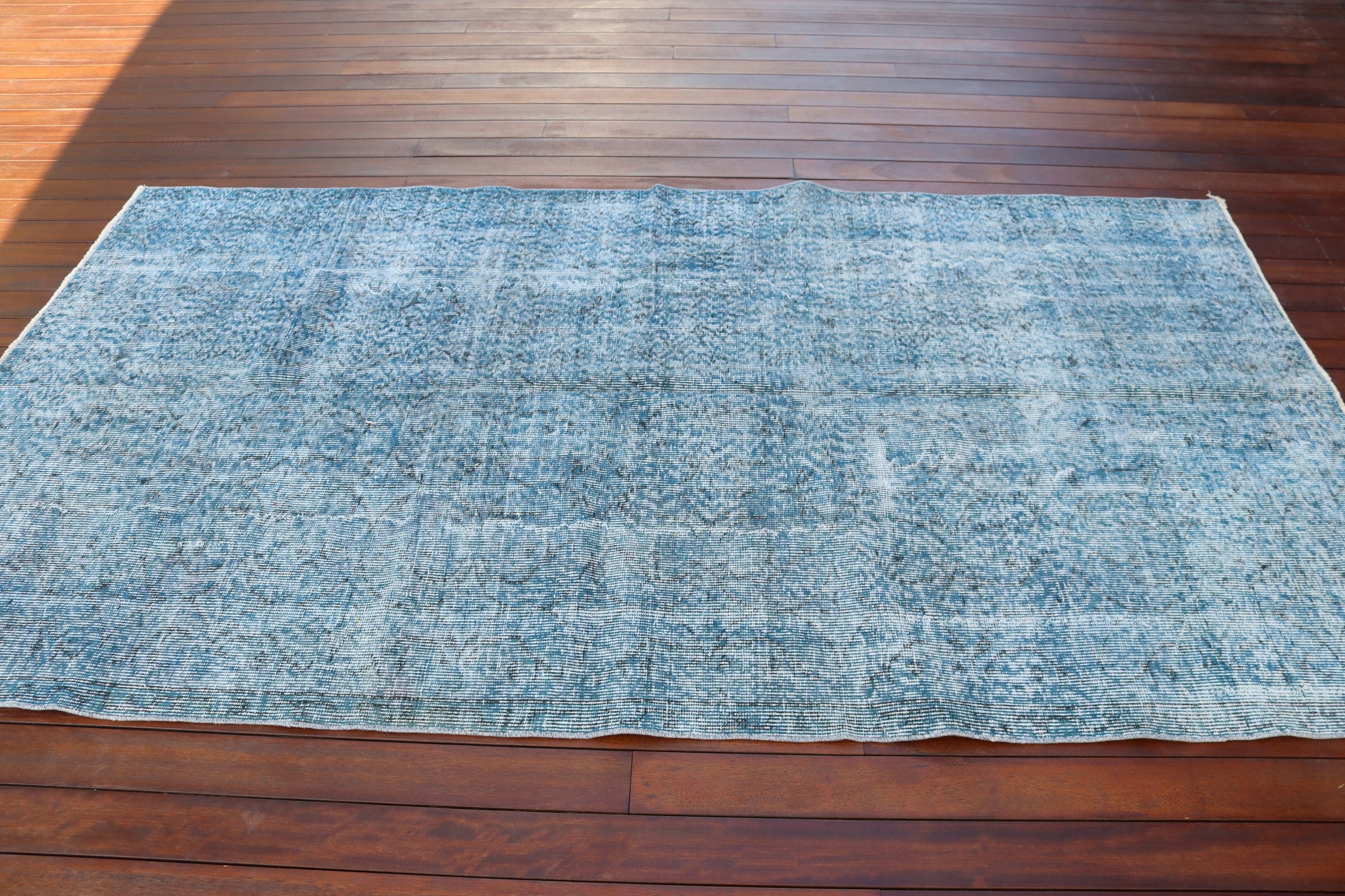 El Dokuma Halı, Mavi Modern Halılar, Türk Halısı, Ev Dekorasyonu Halıları, Yemek Odası Halıları, Vintage Alan Halıları, 4.7x8.3 ft Alan Halıları, Vintage Halı