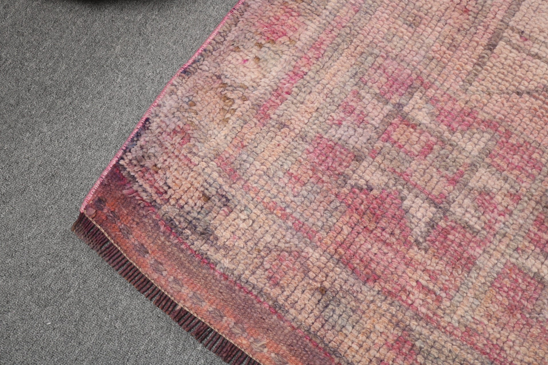 Pink Statement Rug, Vintage Rugs, Anatolian Rug, 2.9x12.7 ft Runner Rugs, Turkish Rug, Oushak Rug, Hallway Rugs, Long Runner Rugs