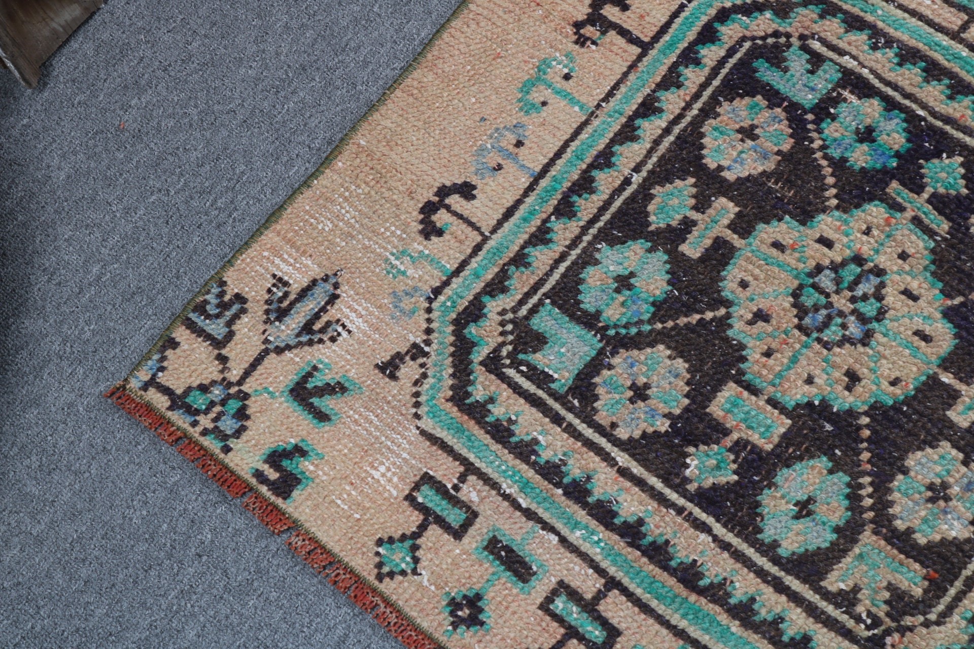 Vintage Halı, 2.4x3.9 ft Küçük Halı, Nötr Halılar, Türk Halıları, Boho Halısı, Bohem Halısı, Duvara Asılı Halılar, Küçük Boho Halıları, Kahverengi Yer Halıları