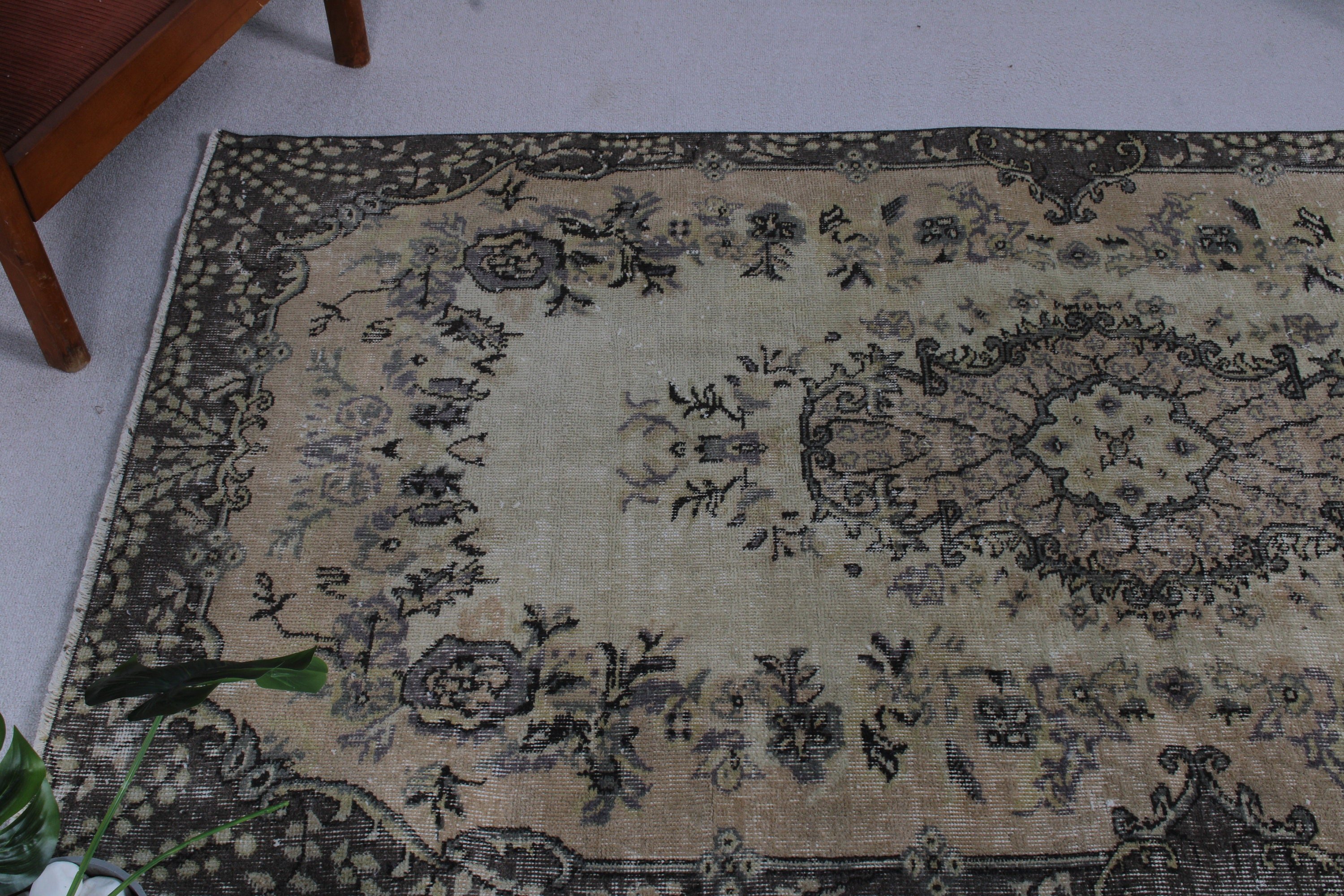 Yer Halıları, Geometrik Halı, Vintage Halılar, Çocuk Halıları, Yer Halıları, 3,6x6,9 ft Alan Halısı, Türk Halıları, Bej Yün Halı, Oturma Odası Halısı