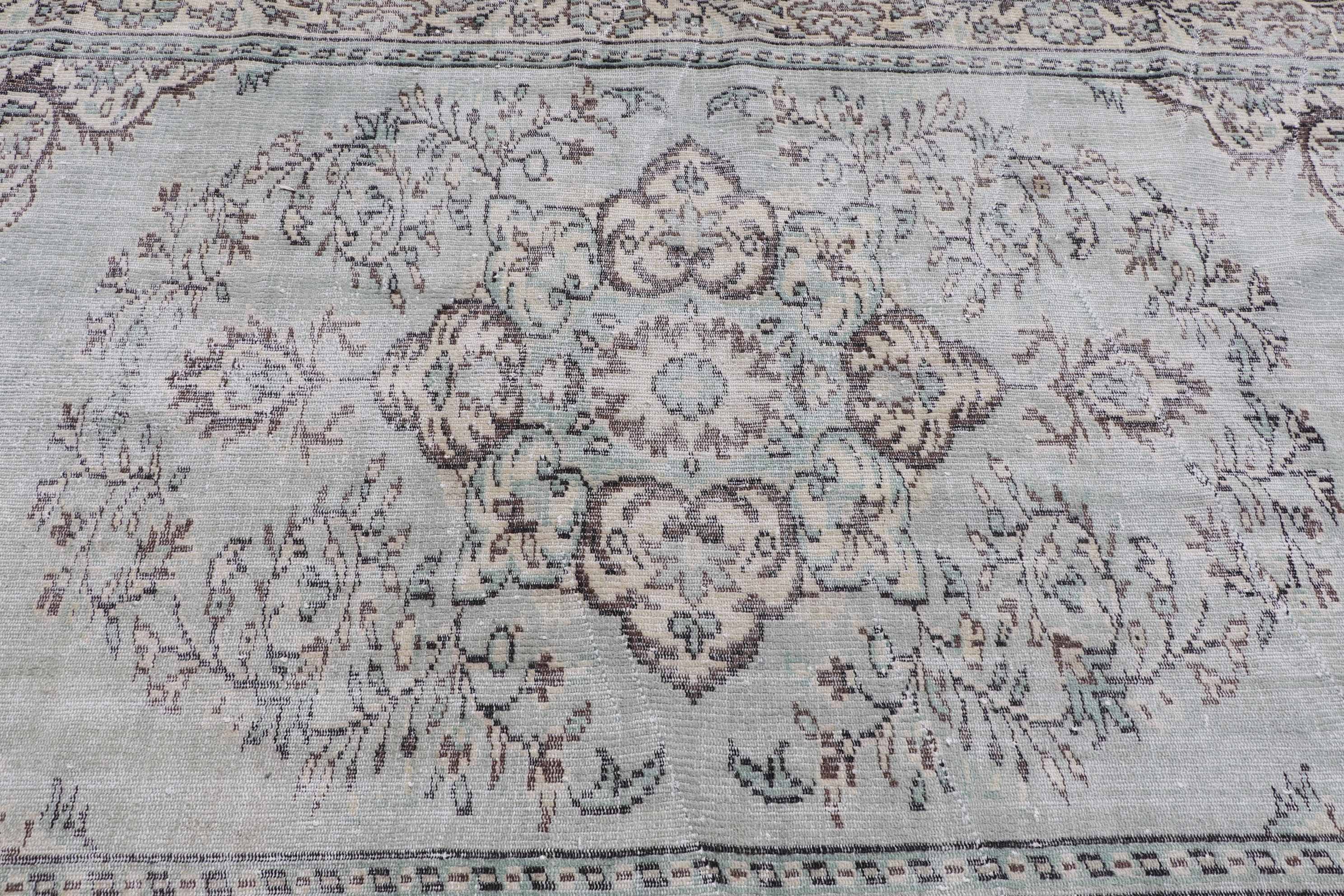 5.8x9.8 ft Large Rug, Distressed Rug, Vintage Rug, Dining Room Rug, Turkish Rug, Bedroom Rugs, Oushak Rug, Green Oriental Rugs, Cool Rugs