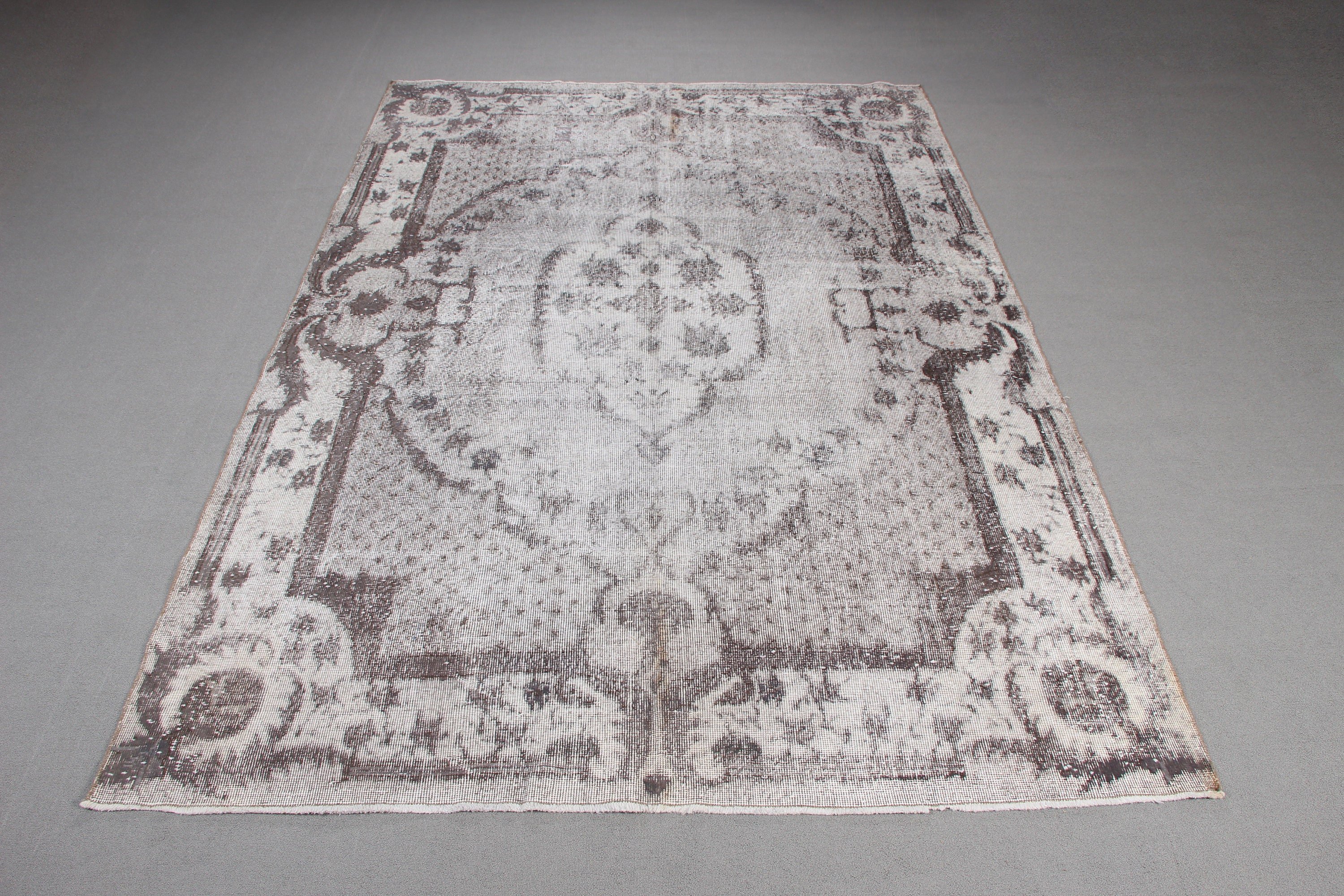 Vintage Rugs, Home Decor Rugs, White  6.7x9.9 ft Large Rugs, Neutral Rug, Dining Room Rugs, Large Oushak Rug, Turkish Rugs