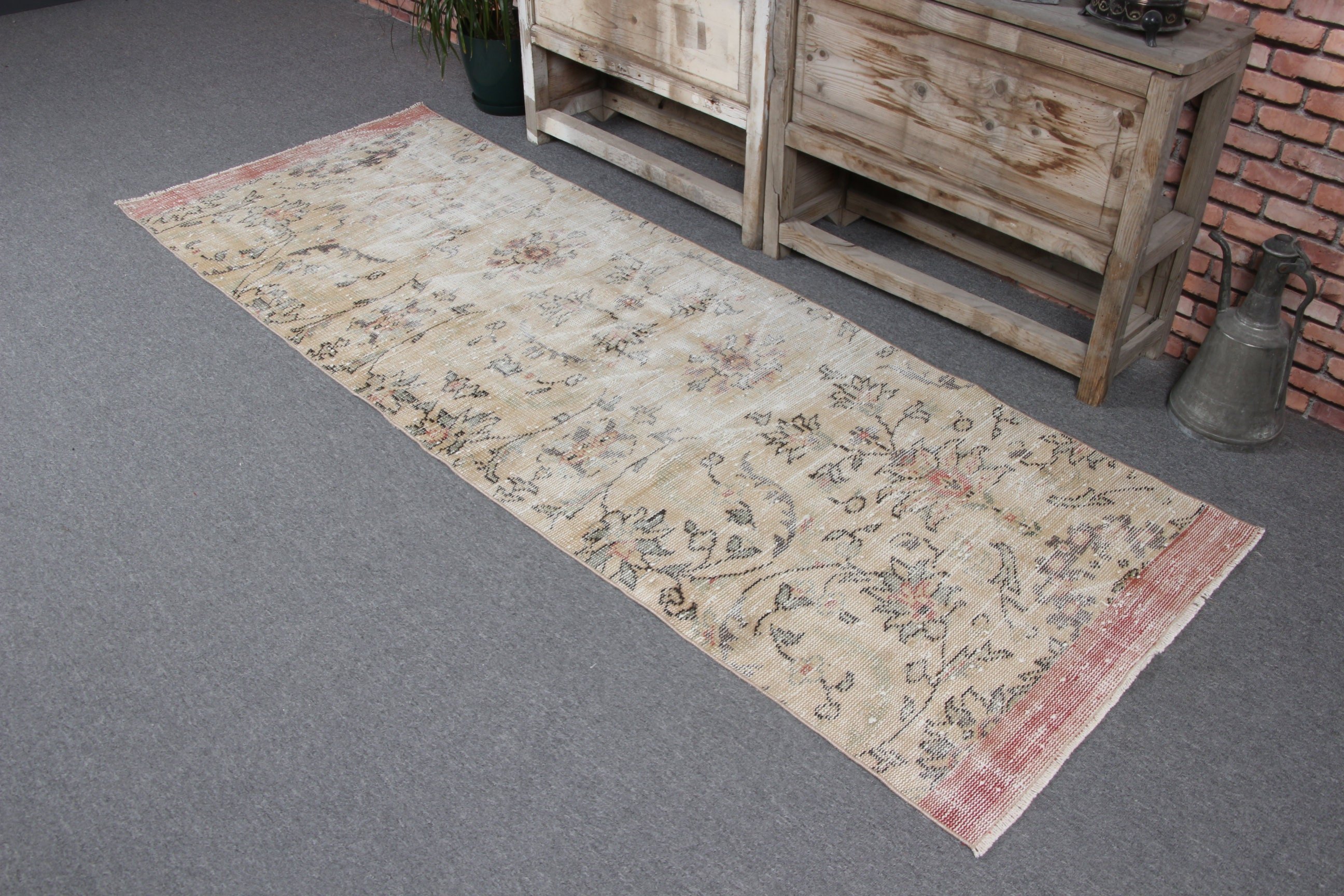 Bej Anadolu Halıları, Vintage Halılar, Koridor Halısı, El Dokuma Halı, 2.6x7.5 ft Runner Halısı, Boho Halıları, Türk Halısı, Vintage Runner Halıları