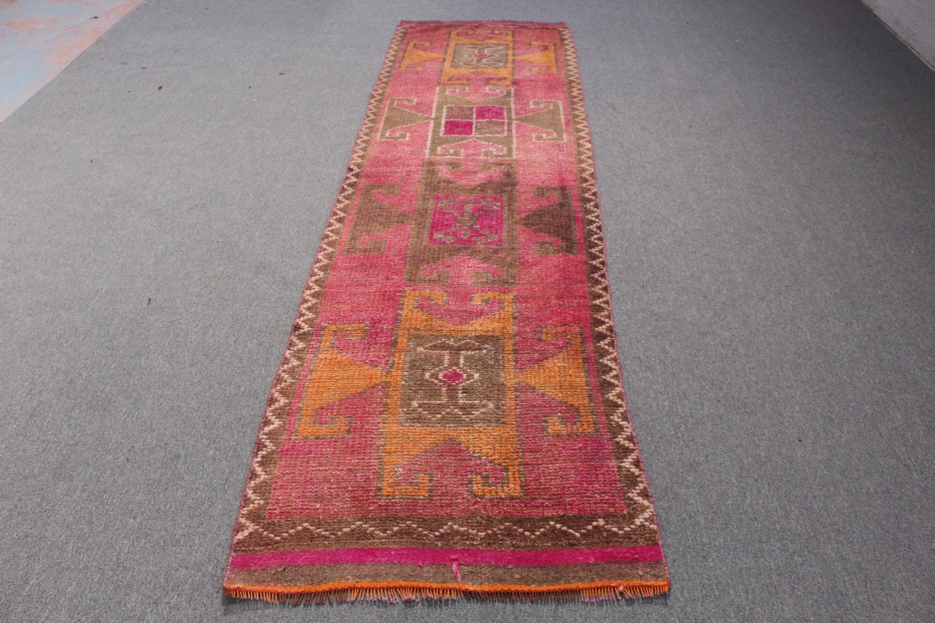 Office Rug, Cool Rug, Vintage Rug, Corridor Rugs, Moroccan Rugs, Turkish Rugs, Pink Home Decor Rug, 2.8x10.1 ft Runner Rugs, Hallway Rug