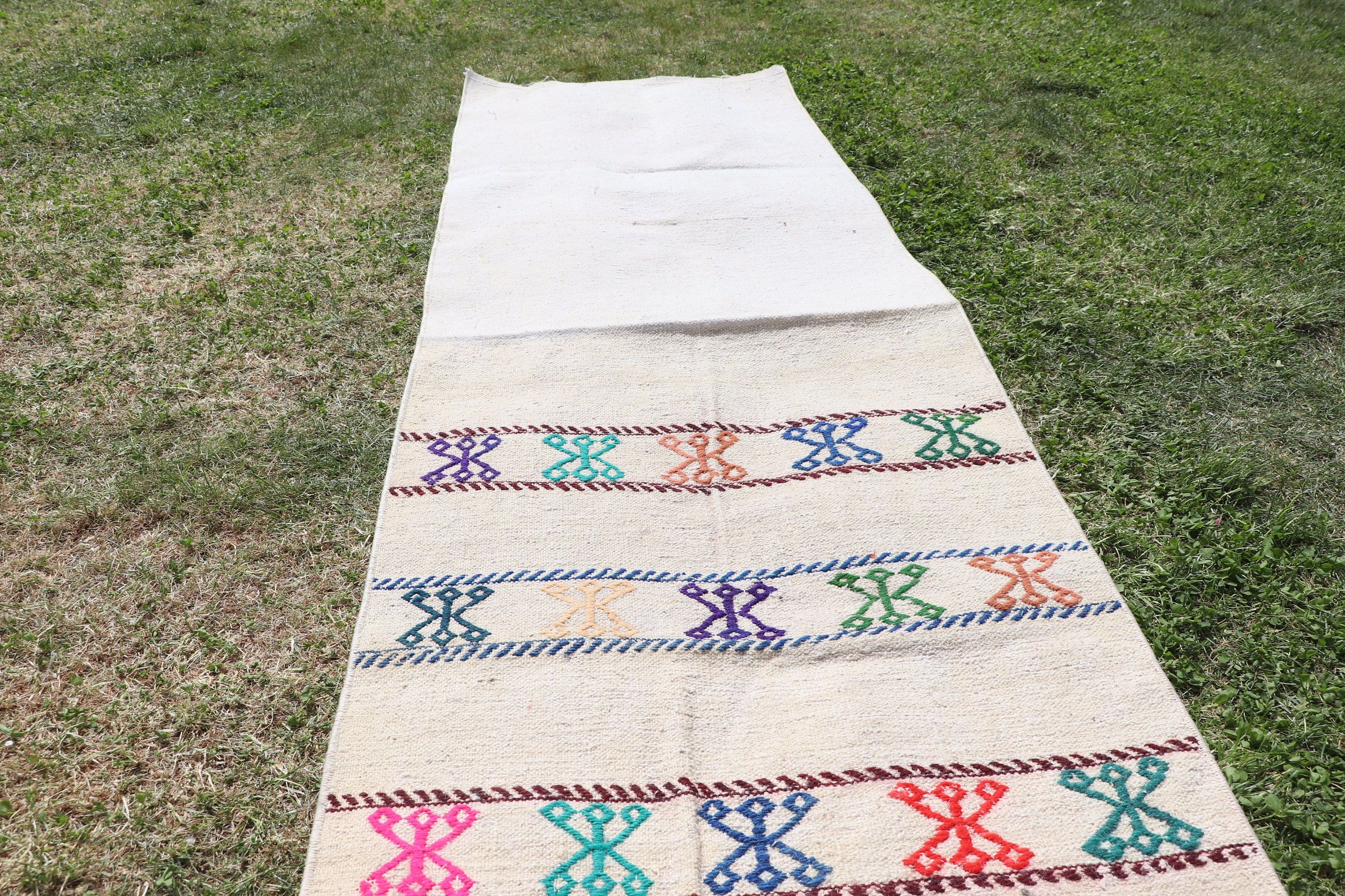 Antique Rugs, Beni Ourain Runner Rug, Turkish Rugs, Boho Rug, Kilim, Vintage Rug, Beige Bedroom Rugs, 1.9x6 ft Runner Rug, Long Runner Rugs