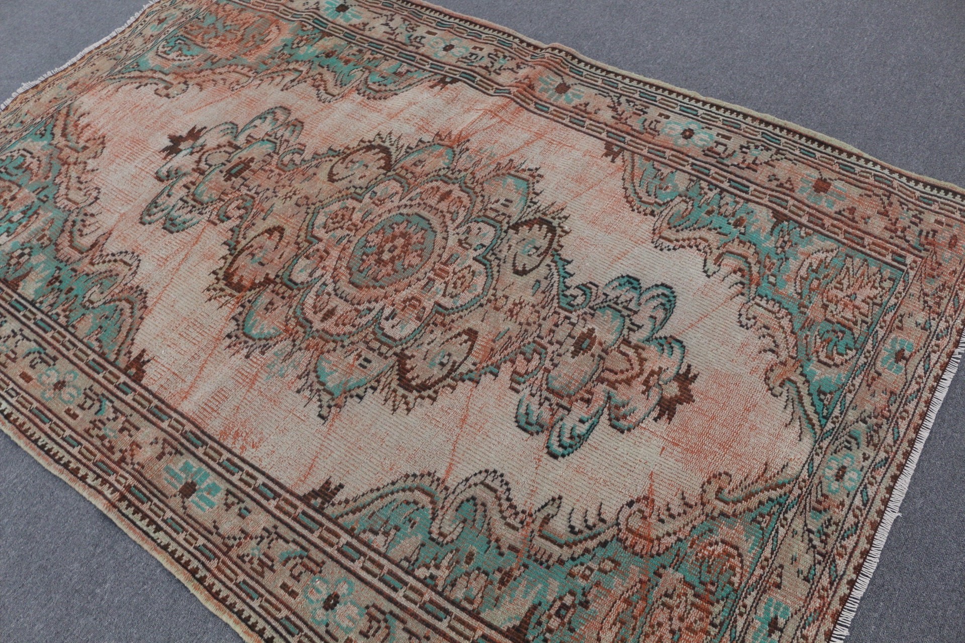 Vintage Rug, Rugs for Salon, Dining Room Rug, Brown Oushak Rug, 5.2x7.8 ft Large Rug, Oriental Rug, Salon Rug, Bedroom Rug, Turkish Rugs