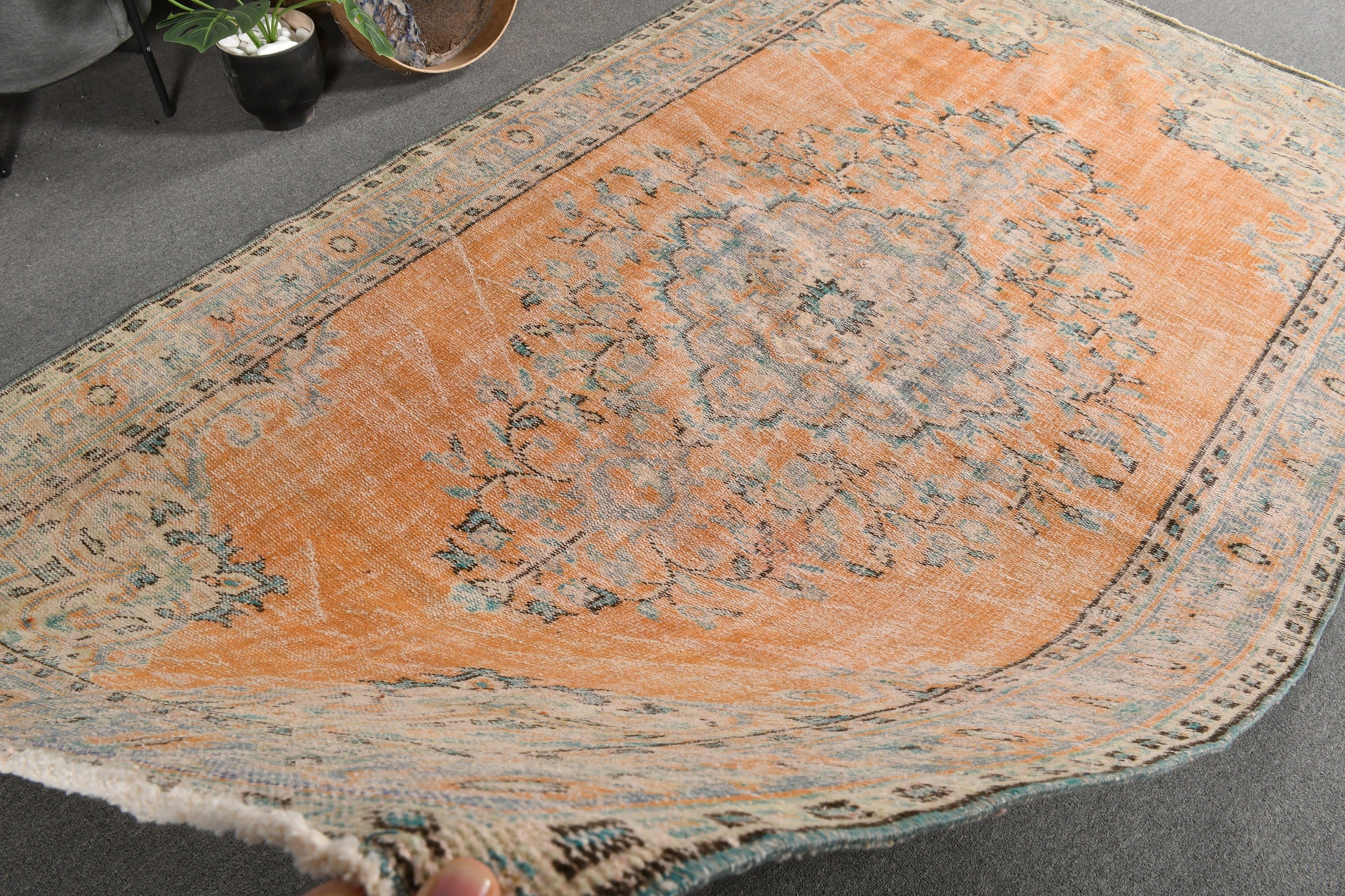 Antique Rug, Bedroom Rug, 5.1x8.8 ft Large Rug, Salon Rug, Rugs for Salon, Orange Antique Rug, Vintage Decor Rug, Turkish Rug, Vintage Rugs