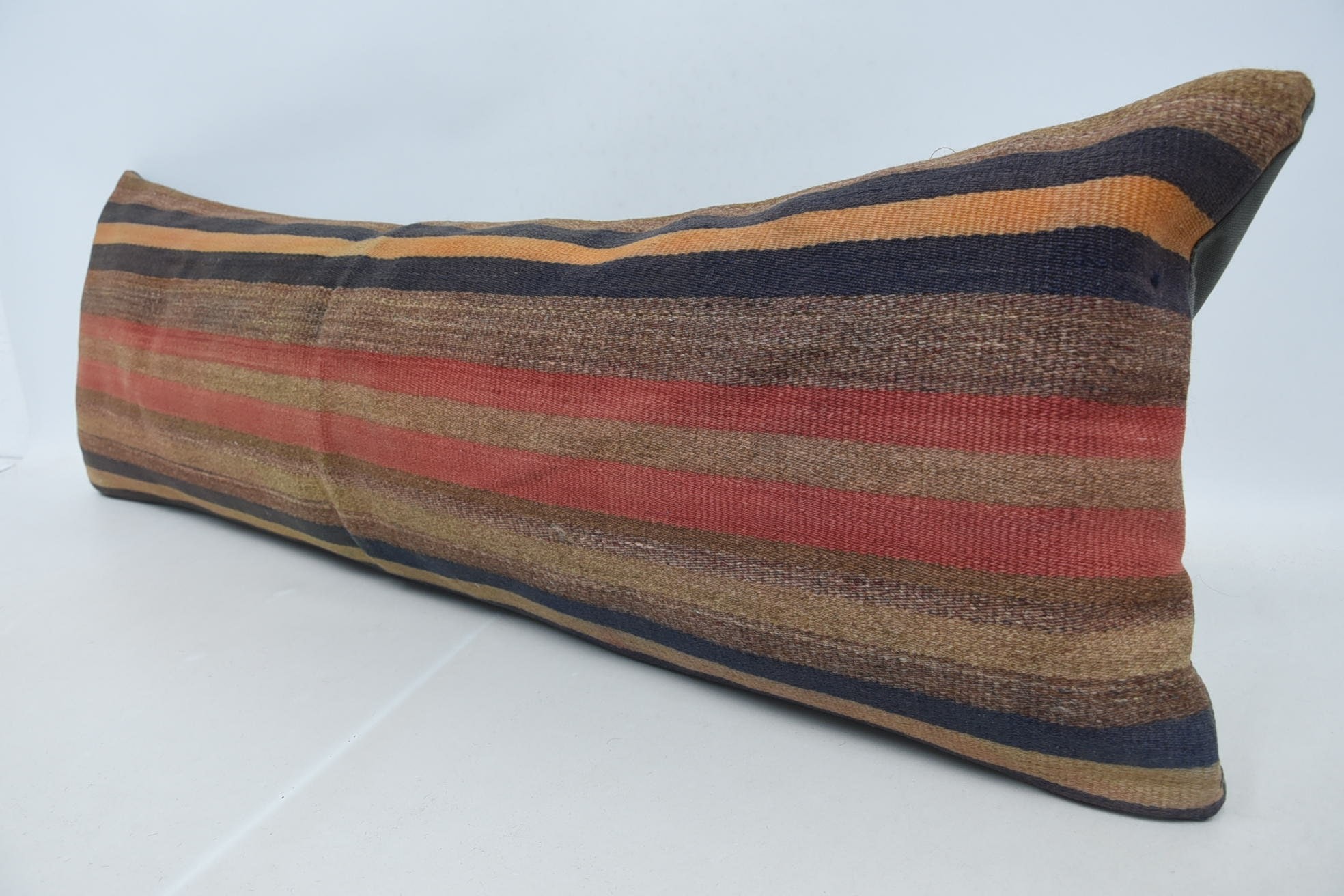 Bench Pillow Case, 16"x48" Red Pillow, Handmade Kilim Cushion, Boho Pillow Sham Cover, Vintage Kilim Pillow, Yoga Cushion Case