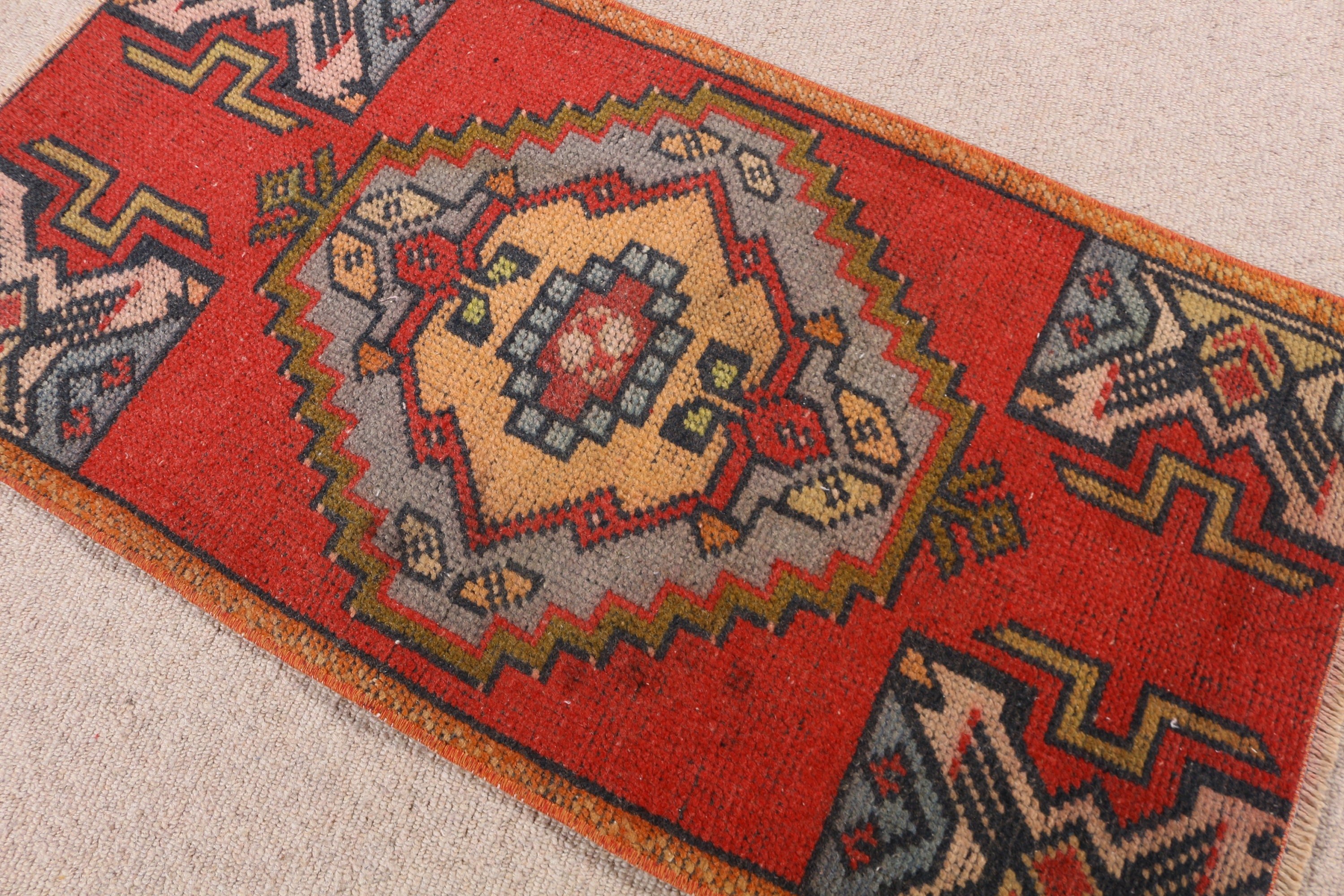 Floor Rugs, Aztec Rugs, Kitchen Rugs, Geometric Rug, 1.6x3 ft Small Rug, Small Vintage Rugs, Turkish Rugs, Vintage Rugs, Red Home Decor Rug