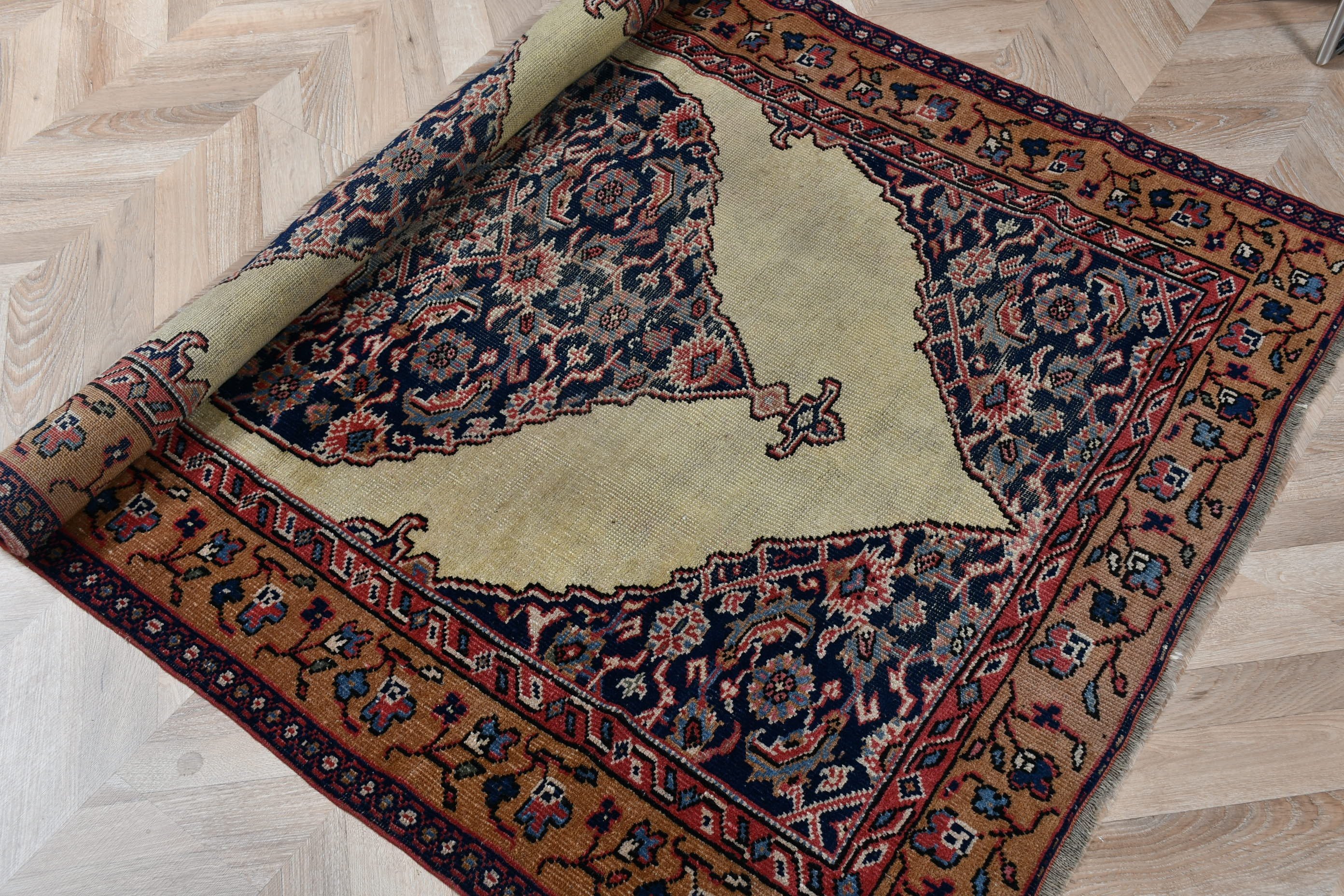 Yün Halı, Vintage Halı, Türk Halıları, Mavi 4.1x6.1 ft Alan Halısı, Yemek Odası Halıları, Alan Halıları, Ev Dekorasyonu Halısı, Düğün Halıları