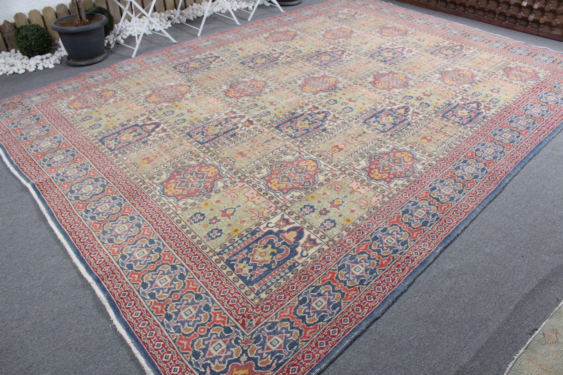 Yün Halılar, Yeşil Soğuk Halı, Ev Dekorasyonu Halısı, Salon Halısı, Türk Halıları, Eklektik Halılar, Yemek Odası Halısı, 8.9x12.4 ft Büyük Boy Halılar, Vintage Halı