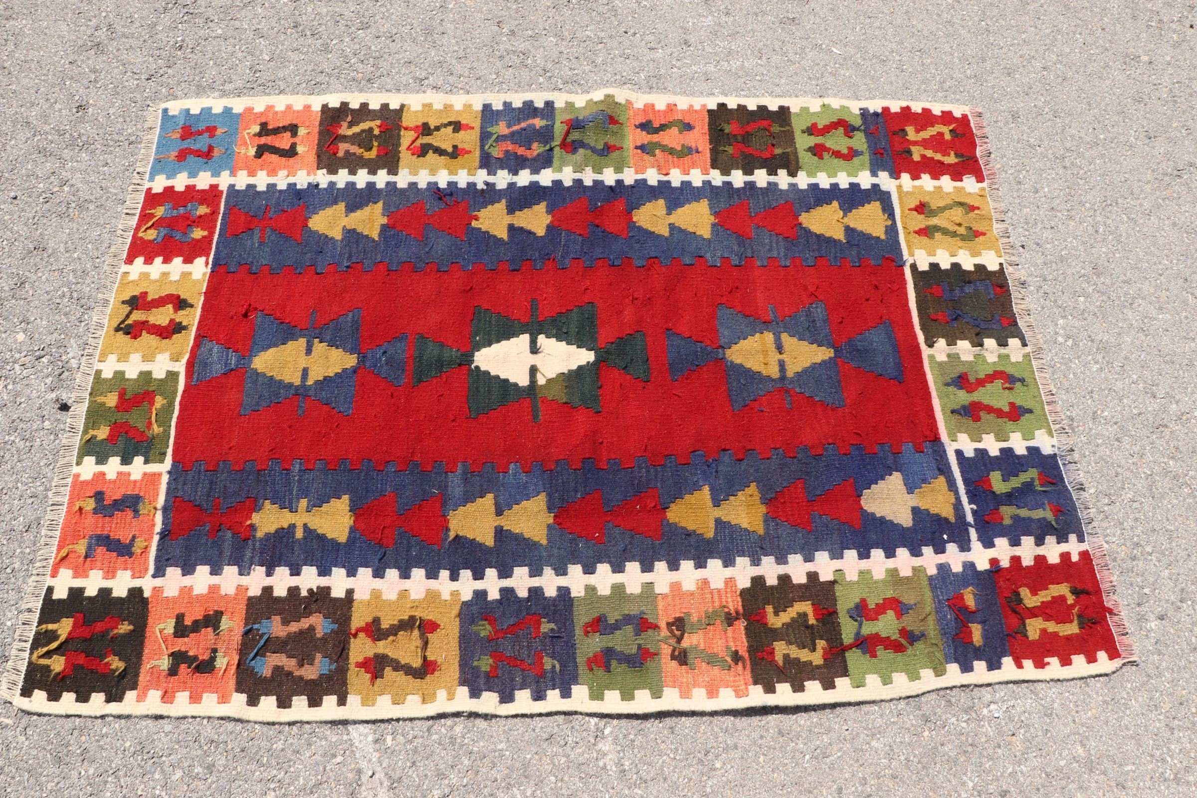 Tribal Rugs, 3.6x4.9 ft Accent Rug, Vintage Rug, Cool Rug, Kilim, Moroccan Rug, Red Oriental Rug, Bedroom Rug, Kitchen Rugs, Turkish Rug