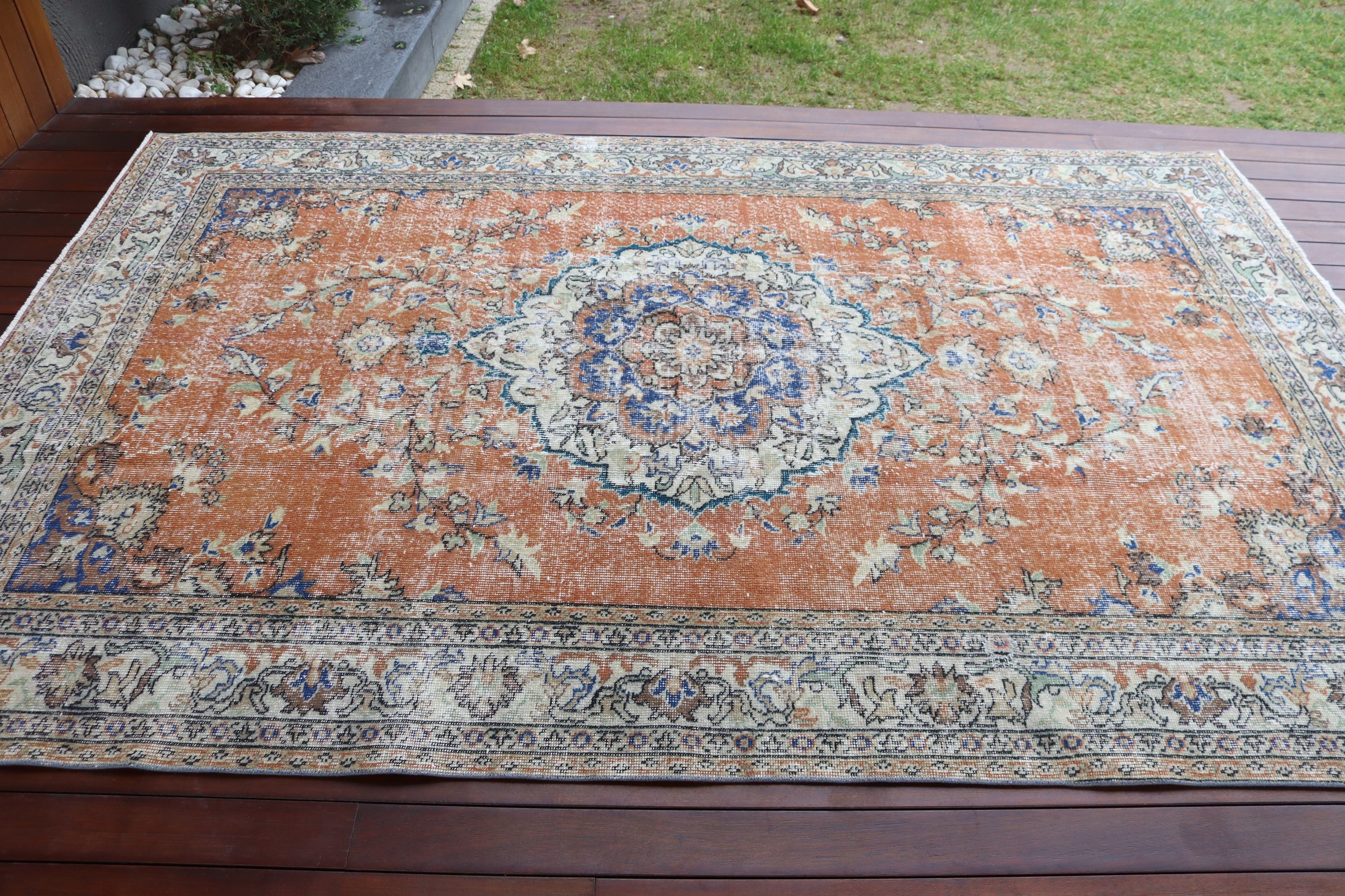 Turuncu Fas Halısı, Türk Halıları, Oturma Odası Halısı, Fas Halıları, 5.8x8.9 ft Büyük Halı, Yatak Odası Halısı, Yemek Odası Halıları, Vintage Halı