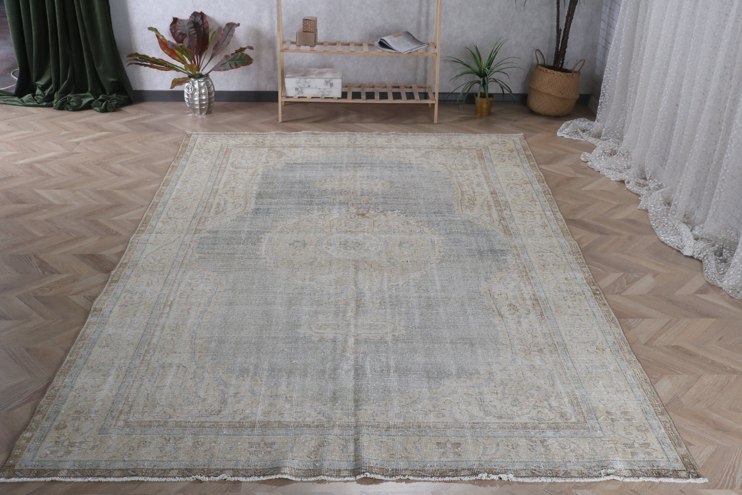 6.7x10.4 ft Large Rugs, Turkish Rugs, Vintage Rugs, Large Boho Rug, Neutral Rugs, Salon Rug, Moroccan Rugs, Beige Luxury Rugs, Artistic Rug