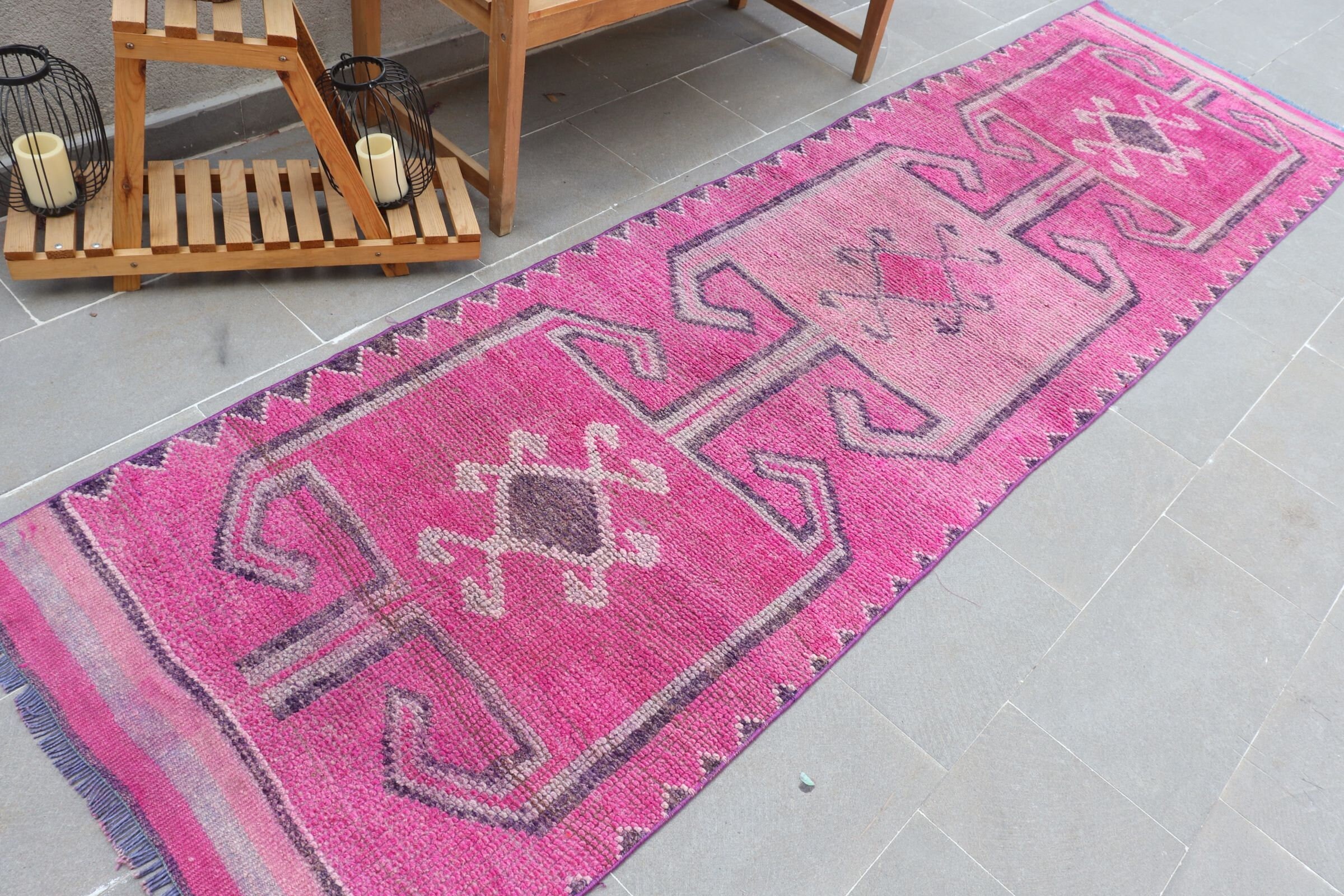 Pink  3x11.2 ft Runner Rug, Corridor Rug, Rugs for Corridor, Stair Rug, Turkish Rug, Vintage Rug, Floor Rug, Anatolian Rug