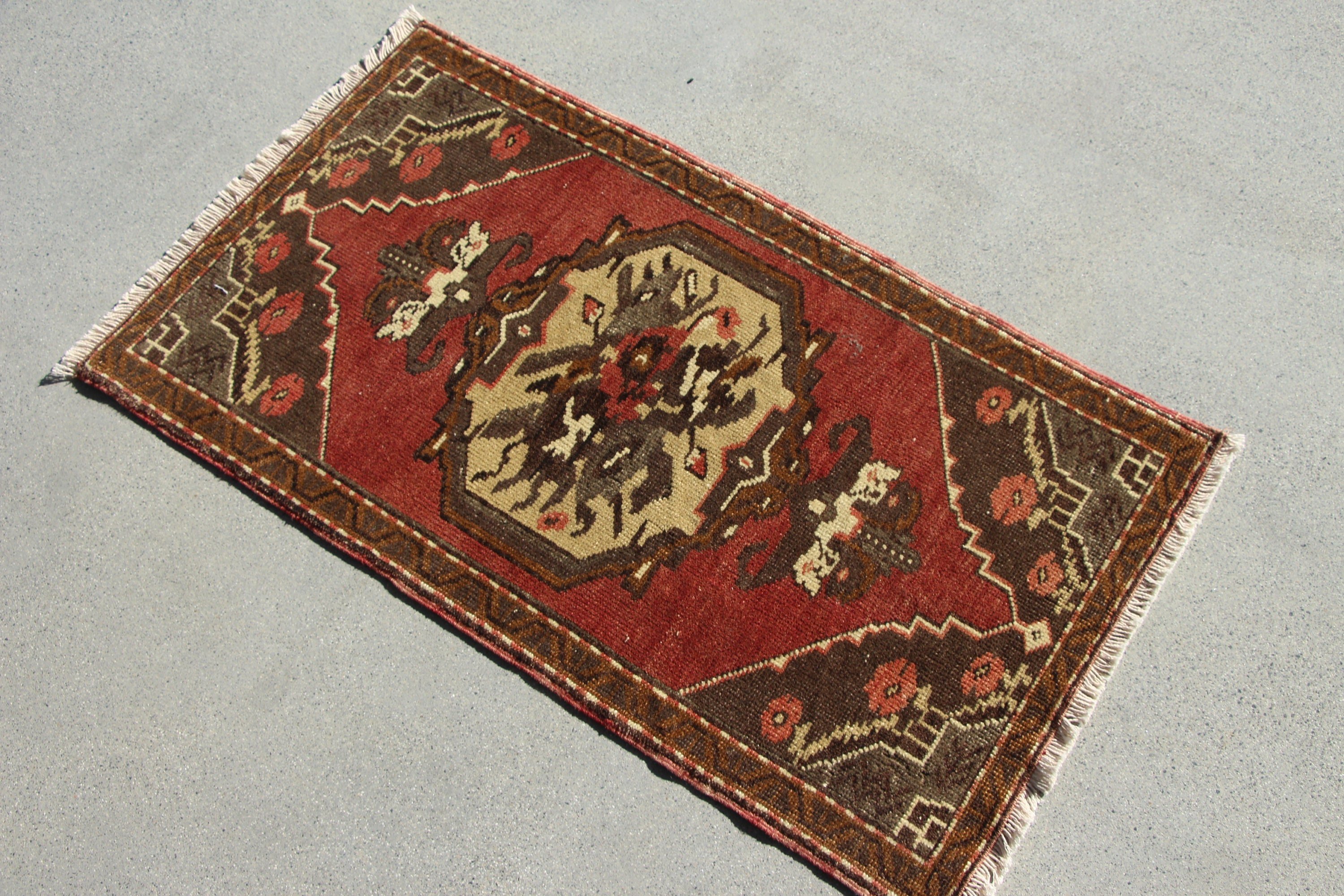 Bathroom Rug, Cool Rug, Vintage Rug, Nursery Rug, Rugs for Wall Hanging, Oriental Rug, Red Floor Rug, 1.7x3.1 ft Small Rug, Turkish Rug