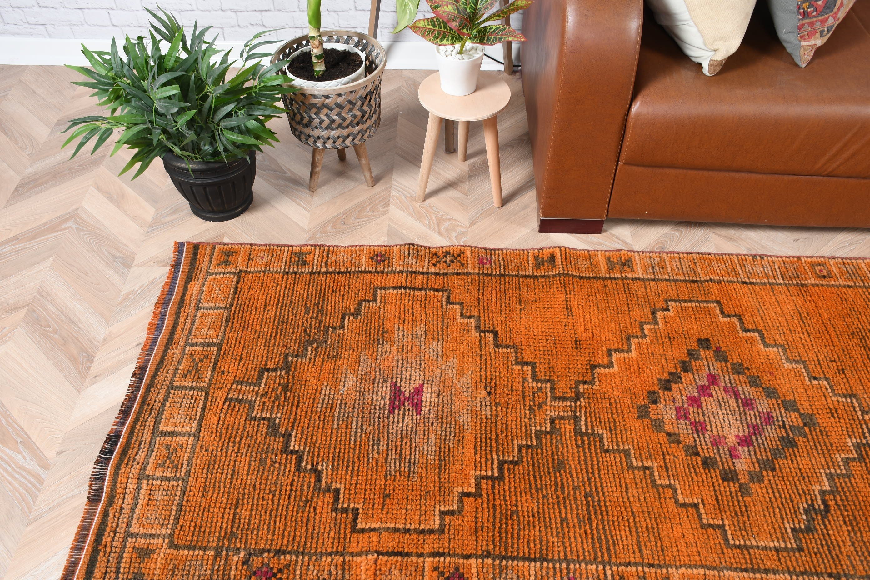 2.8x10.7 ft Runner Rug, Vintage Rug, Orange Home Decor Rugs, Hallway Rugs, Art Rugs, Bedroom Rugs, Corridor Rug, Turkish Rug