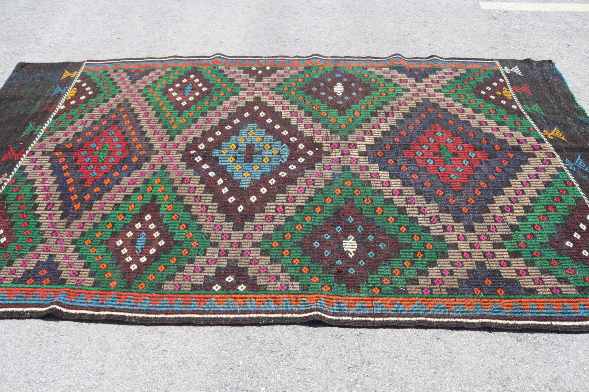 Turkish Rug, Home Decor Rugs, Brown  5.7x10.3 ft Large Rug, Vintage Rugs, Living Room Rug, Salon Rug, Kilim, Oushak Rug