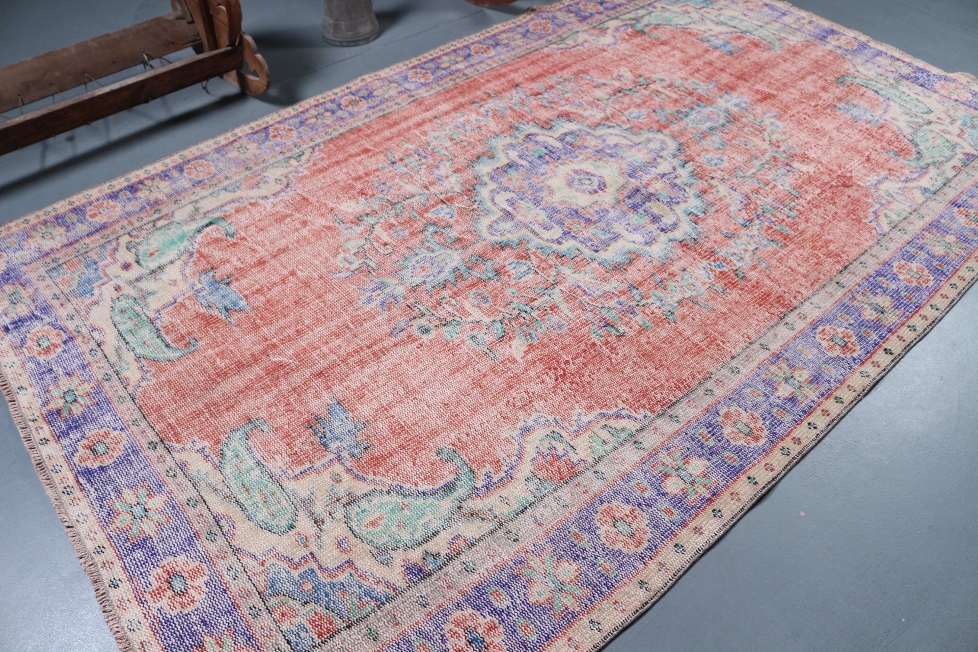 Ev Dekorasyonu Halısı, Vintage Halı, Yemek Odası Halıları, Anadolu Halısı, Türk Halısı, 5.6x9.4 ft Büyük Halılar, Yurt Halısı, Salon Halısı, Turuncu Oryantal Halı