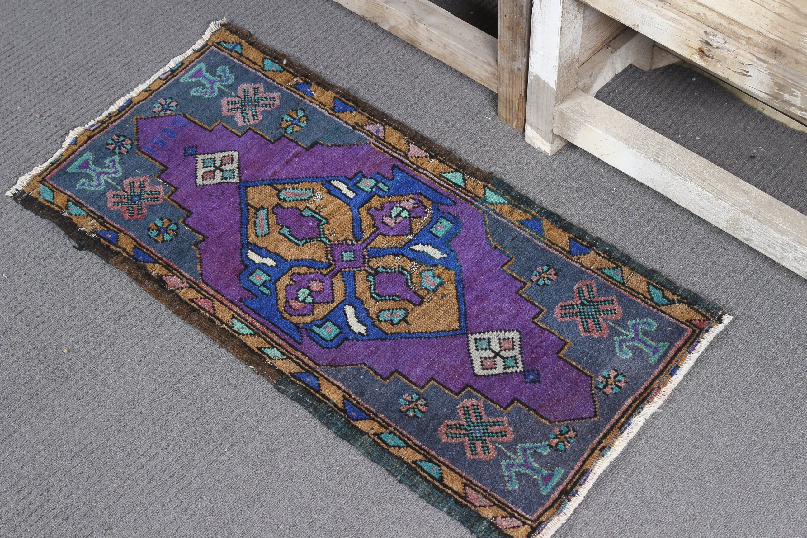 Anatolian Rugs, Rugs for Nursery, Bedroom Rug, Turkish Rugs, Purple Floor Rug, Vintage Rugs, Entry Rug, Door Mat Rug, 1.3x2.6 ft Small Rug