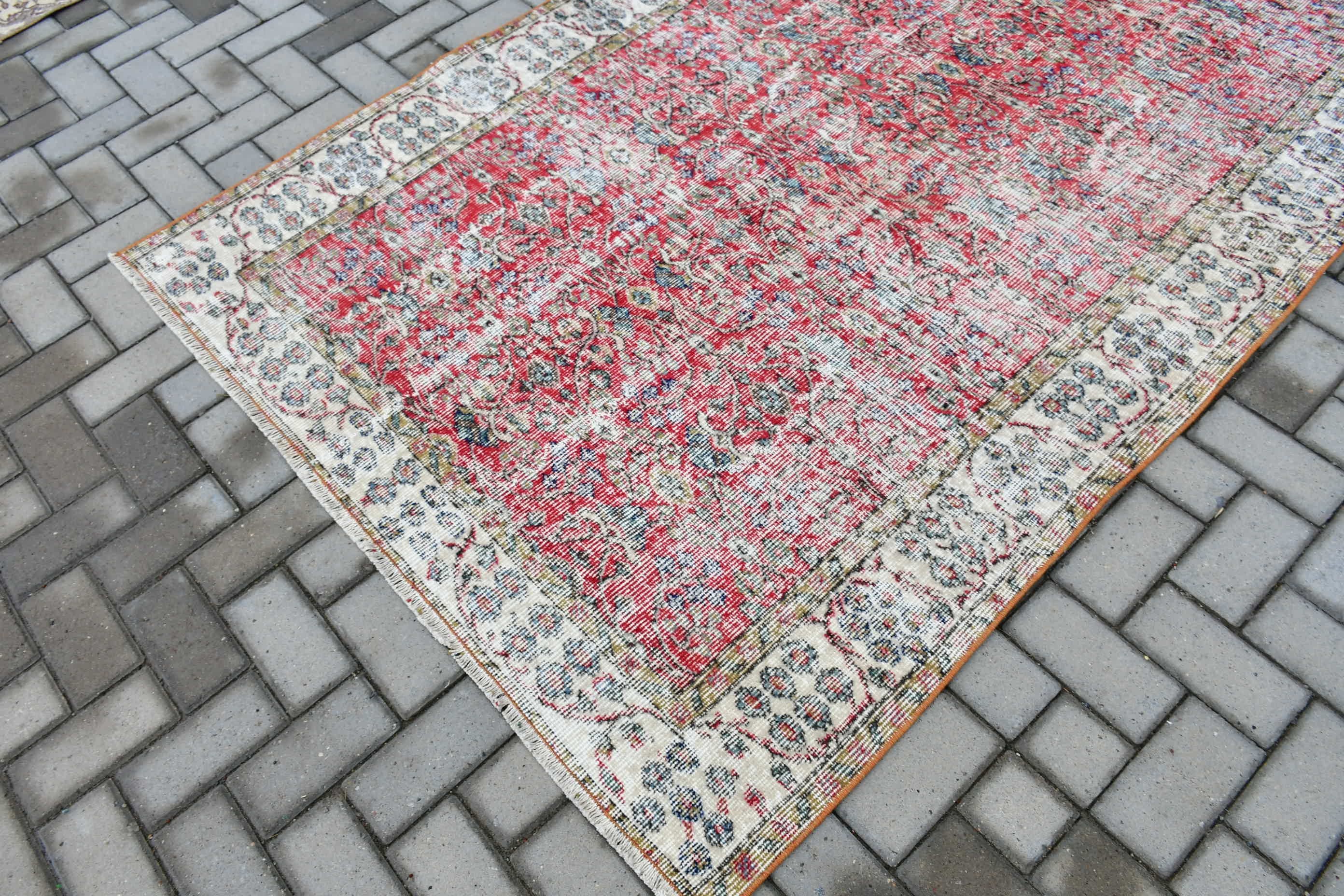 Alan Halıları, Kırmızı 4.7x7.6 ft Alan Halısı, Türk Halısı, Vintage Halı, Yün Halı, Yatak Odası Halısı, Mutfak Halıları, İç Mekan Halısı, Özel Halı