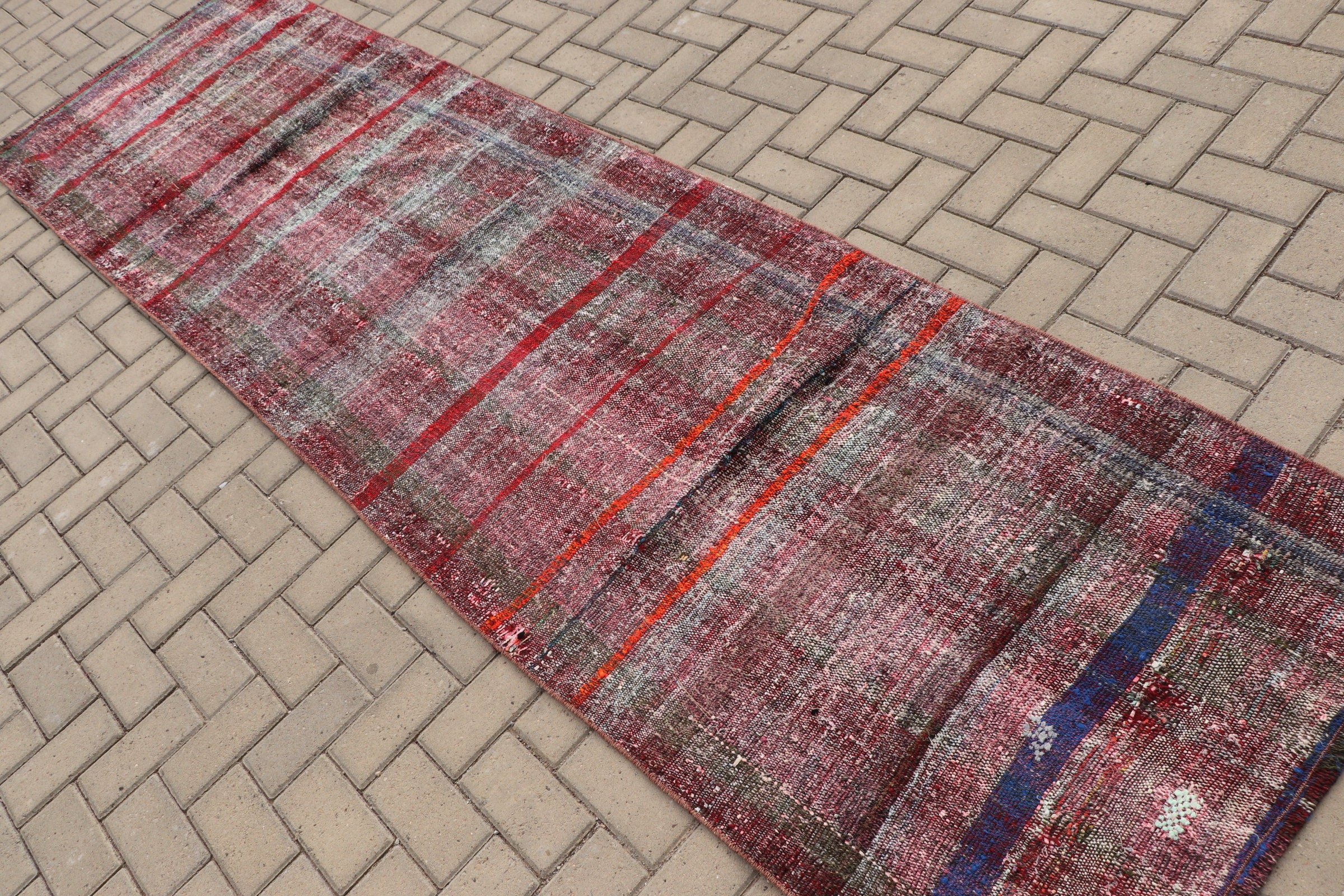 Pembe Oushak Halısı, Türk Halıları, 3.1x11.2 ft Runner Halısı, Koridor Halısı, Vintage Halı, Fas Halısı, Koridor Halıları, Kilim, Sessiz Halılar, Yer Halıları