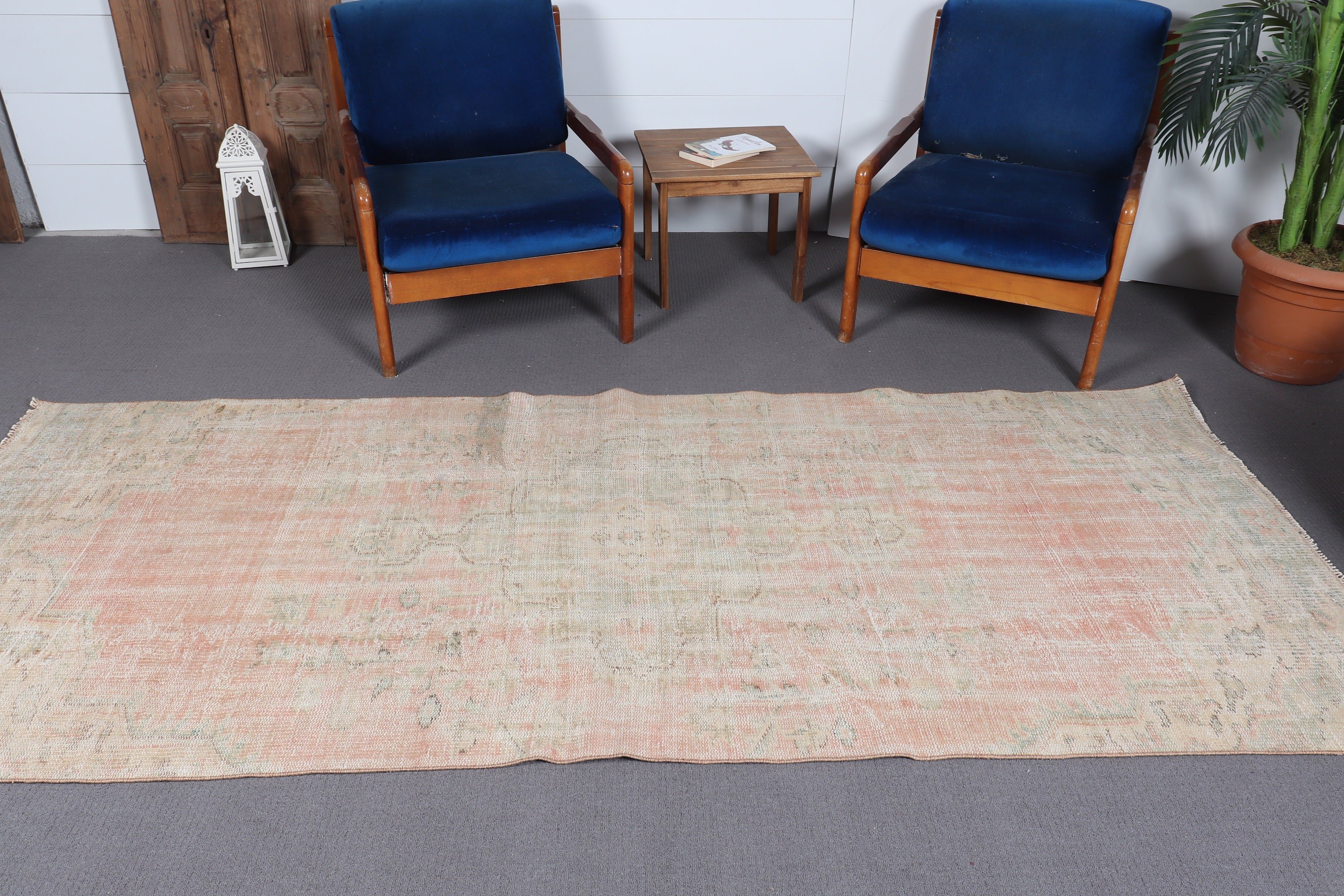 Vintage Rug, Kitchen Rug, Orange Oushak Rugs, Turkish Rug, Wool Rugs, Floor Rug, 3.9x9.3 ft Area Rug, Moroccan Rug, Rugs for Dining Room